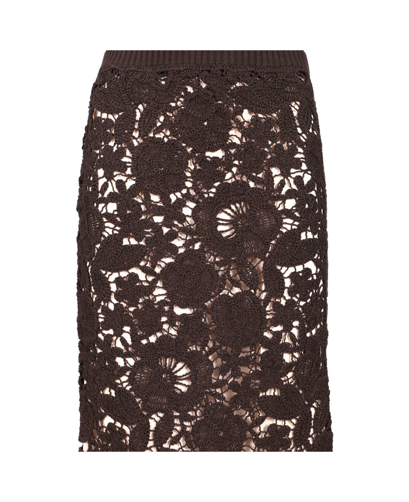 Parosh Lace Midi Skirt - Brown