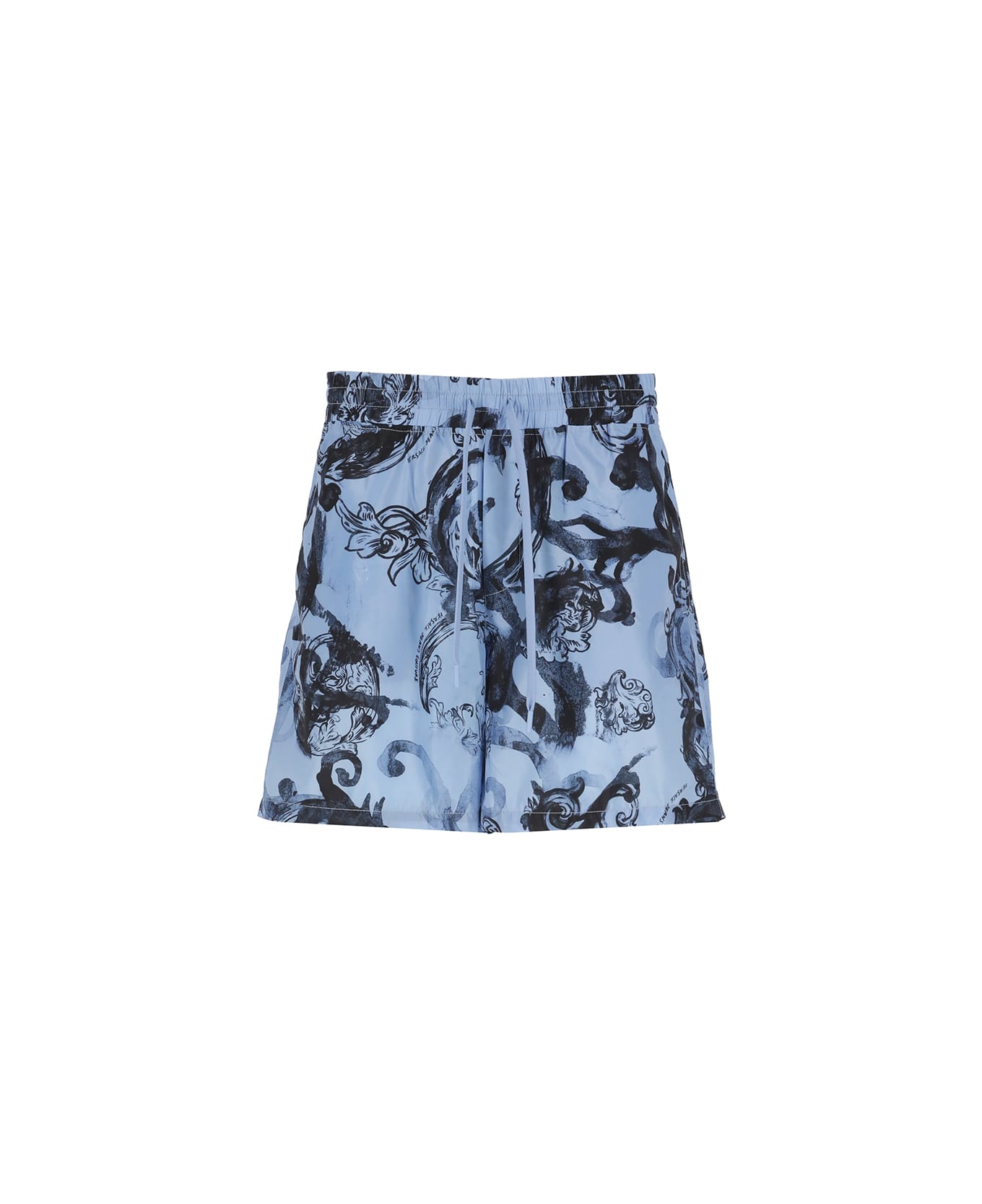Versace Jeans Couture Swim Trunks With Watercolor Print - Light Blue スイムトランクス