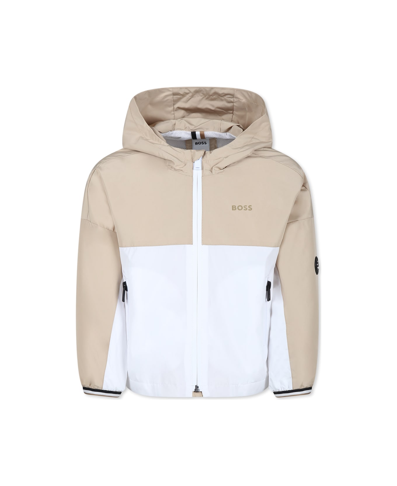 Hugo Boss Beige Windbreaker Jacket For Boy With Logo - Multicolor