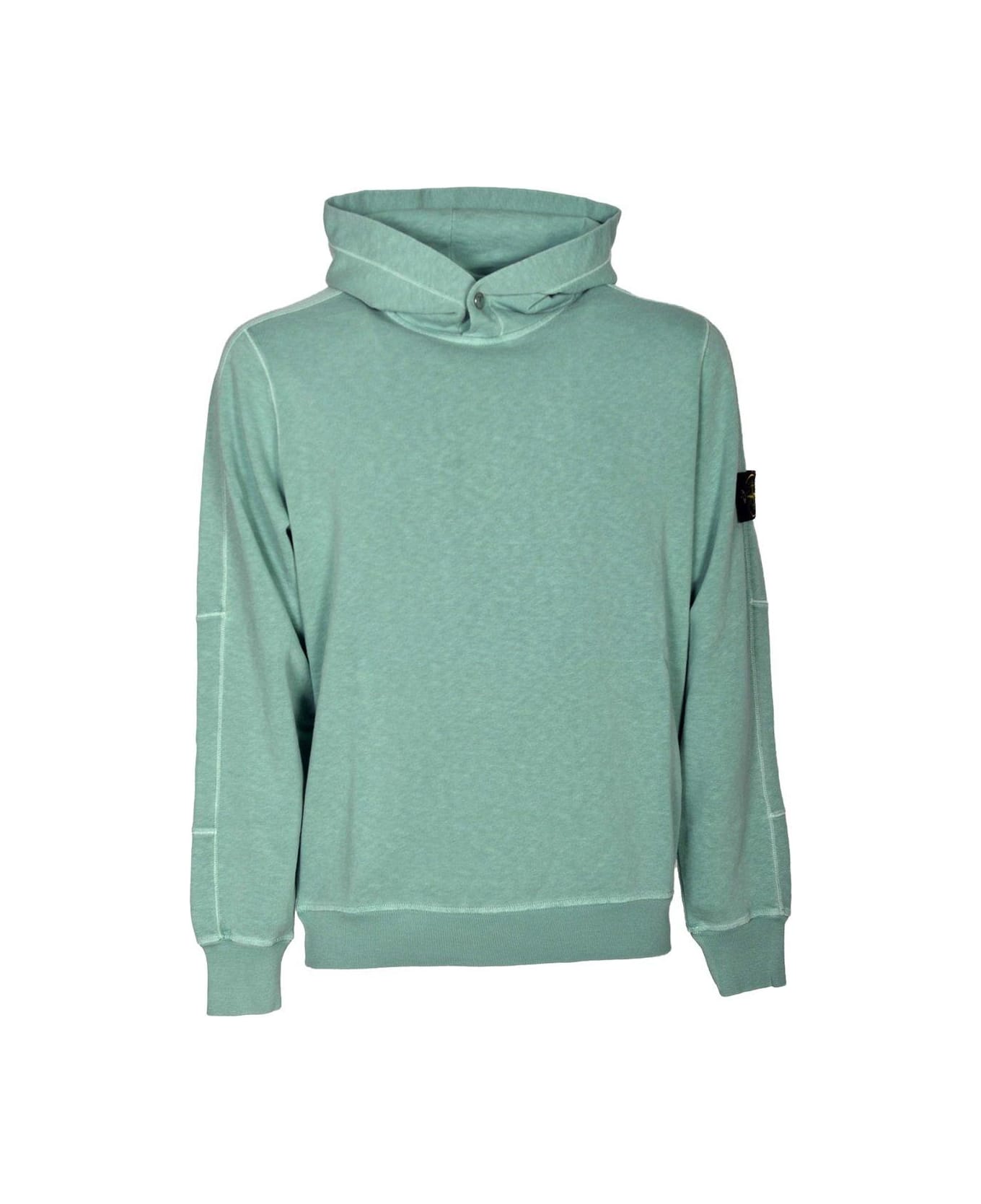 Stone Island Logo Patch Hoodie - Light green