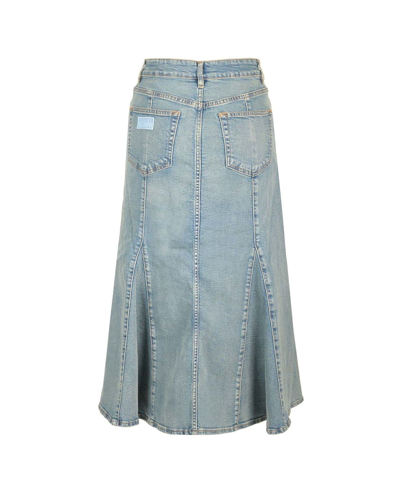 Ganni Peplum Midi Skirt - Stone Washed スカート