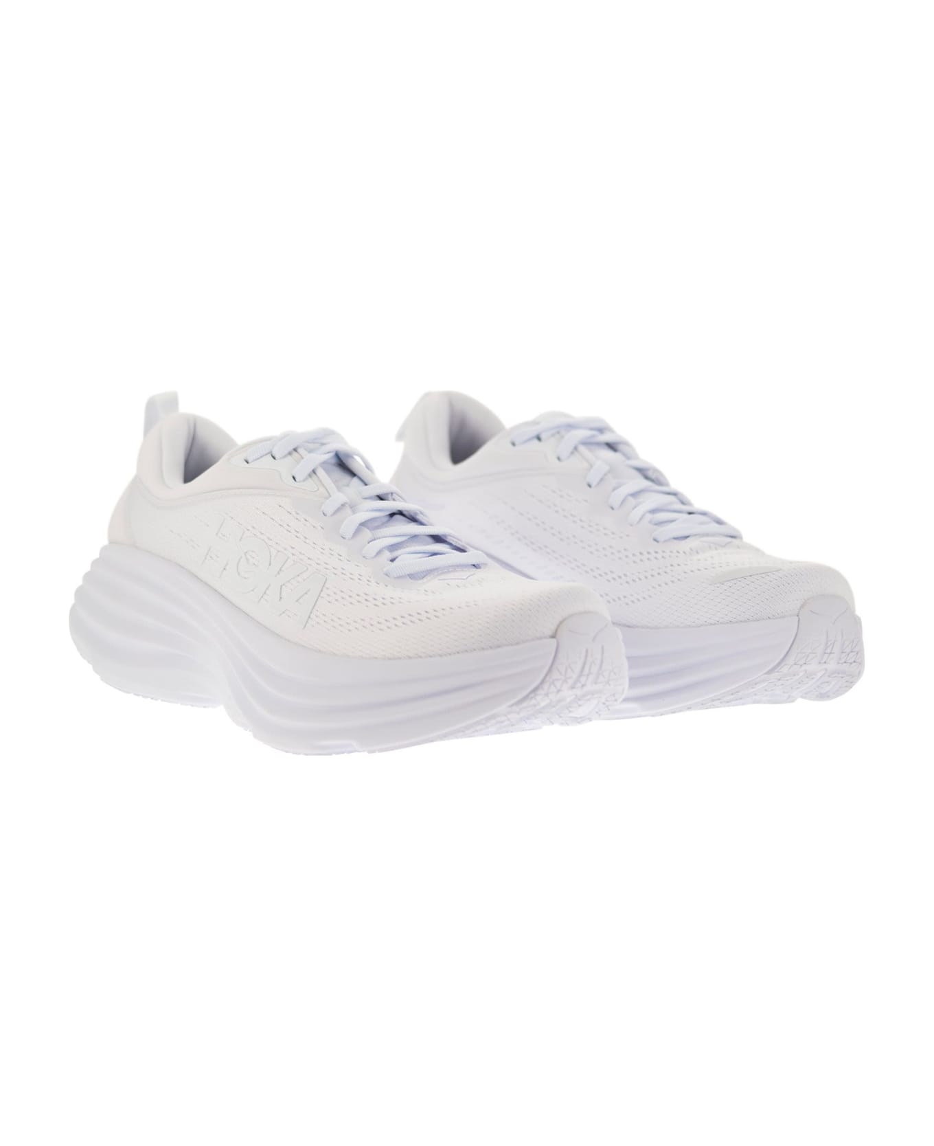 Hoka Bondi 8 - Ultra-shortened Sports Shoe - White