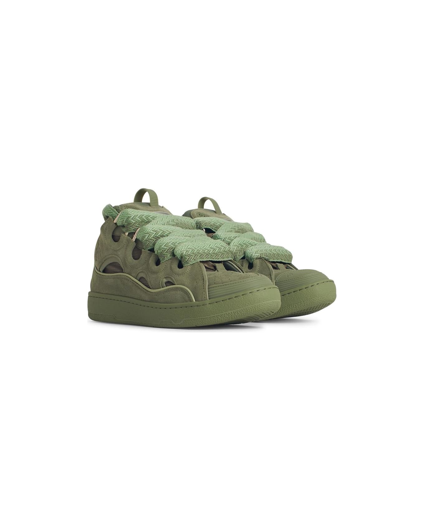 Lanvin 
curb
 Green Leather Blend Sneakers - VERT DE GRIS