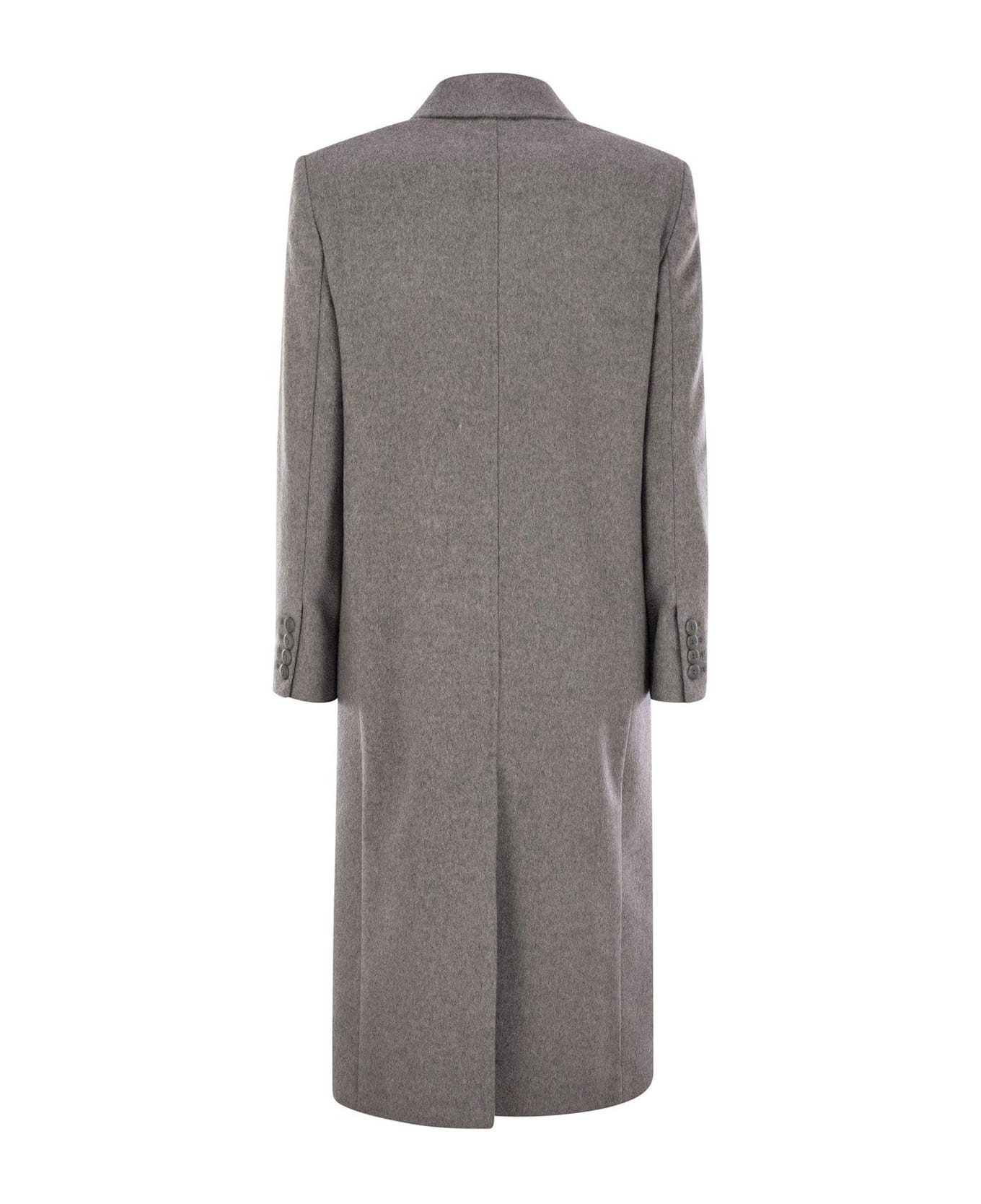 Max Mara Studio Double-breasted Long-sleeved Coat - Grey