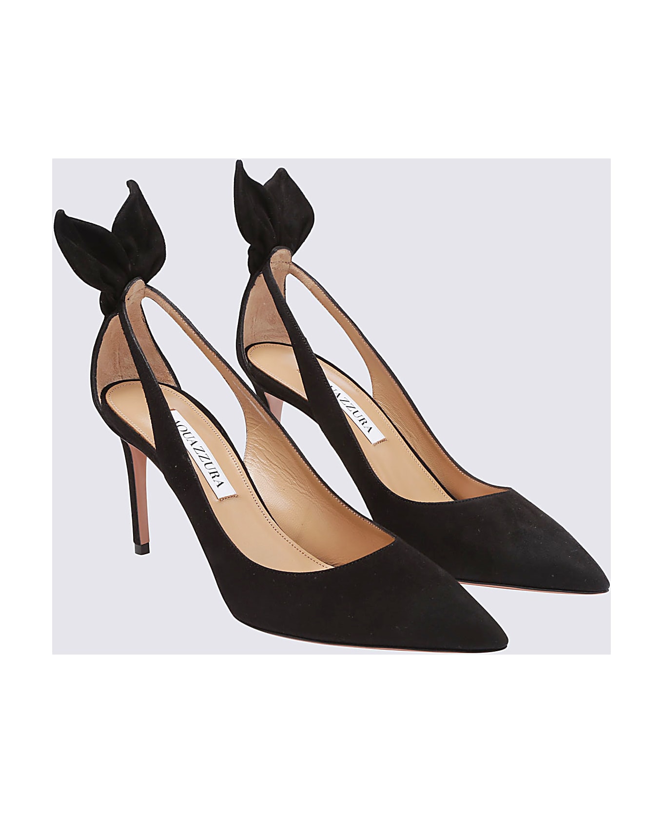 Aquazzura Black Suede Bow Tie Pumps - Black
