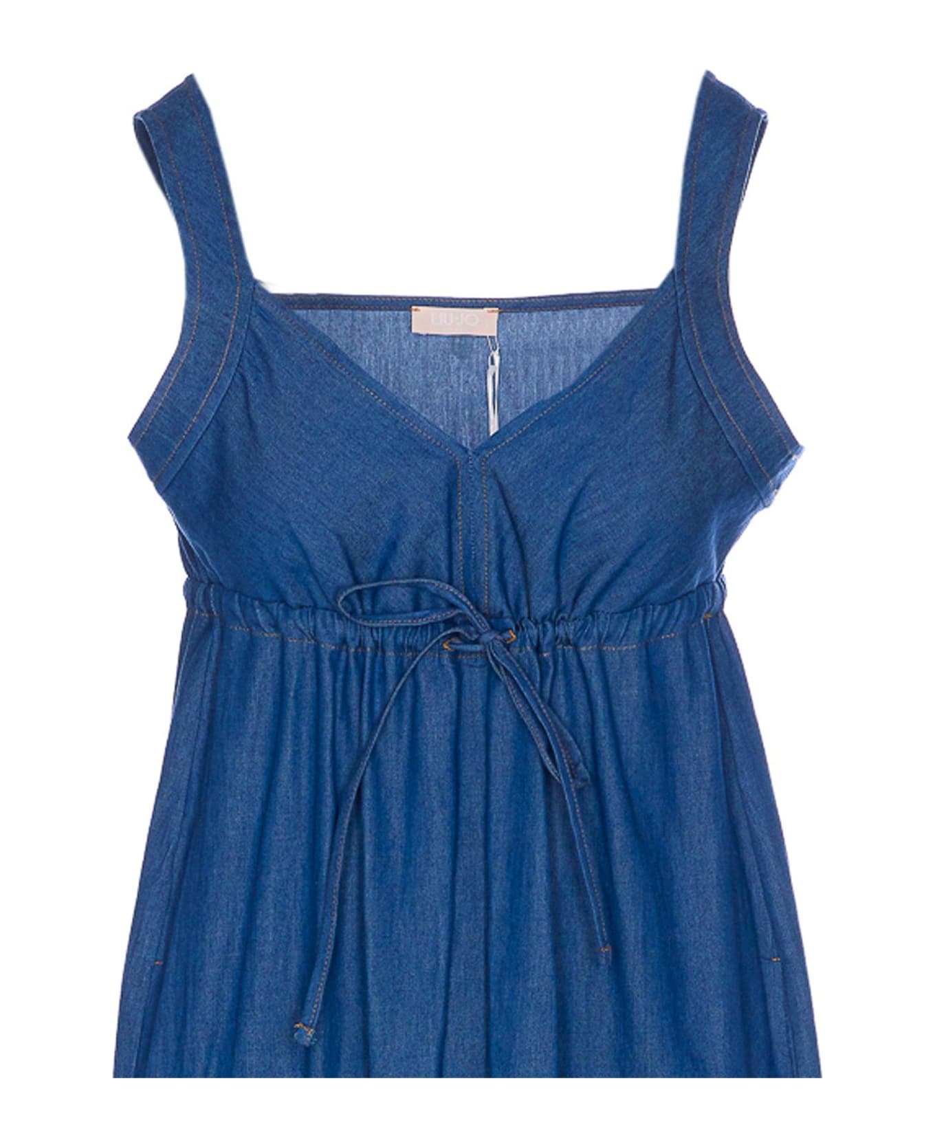 Liu-Jo Sleeveless Pleated Midi Dress - Denim