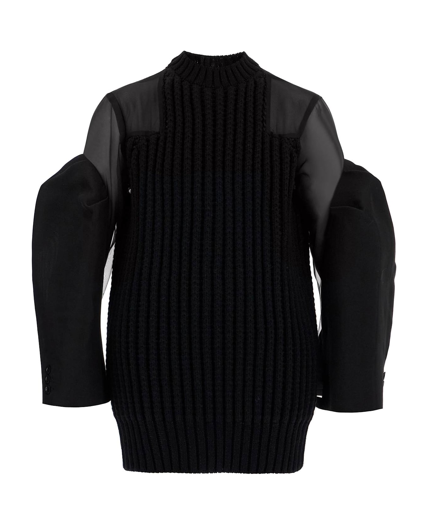 Sacai 'knit And Chiffon Mini - BLACK (Black)