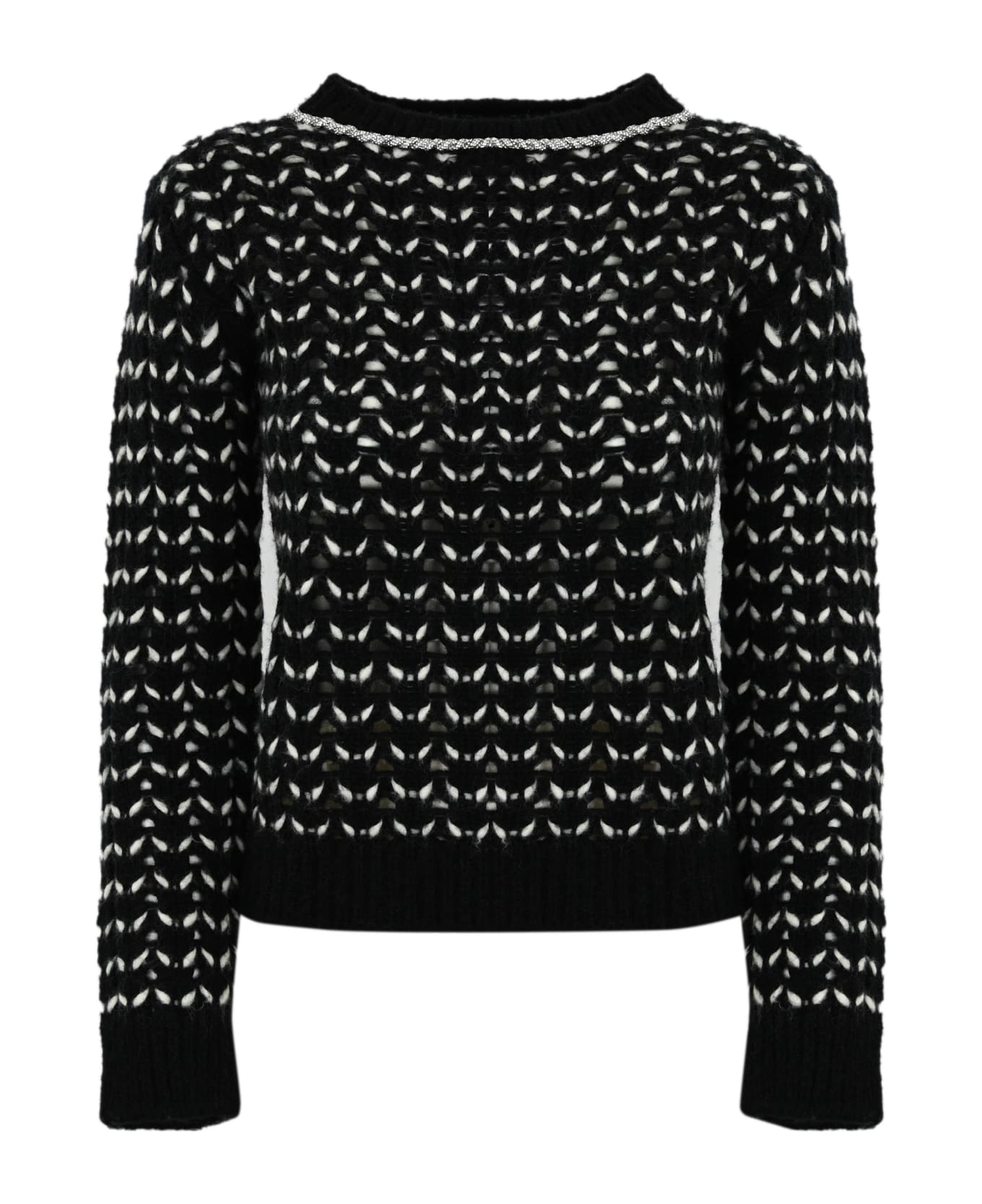 Max Mara Studio Wool Yarn Sweater - Black/white ニットウェア