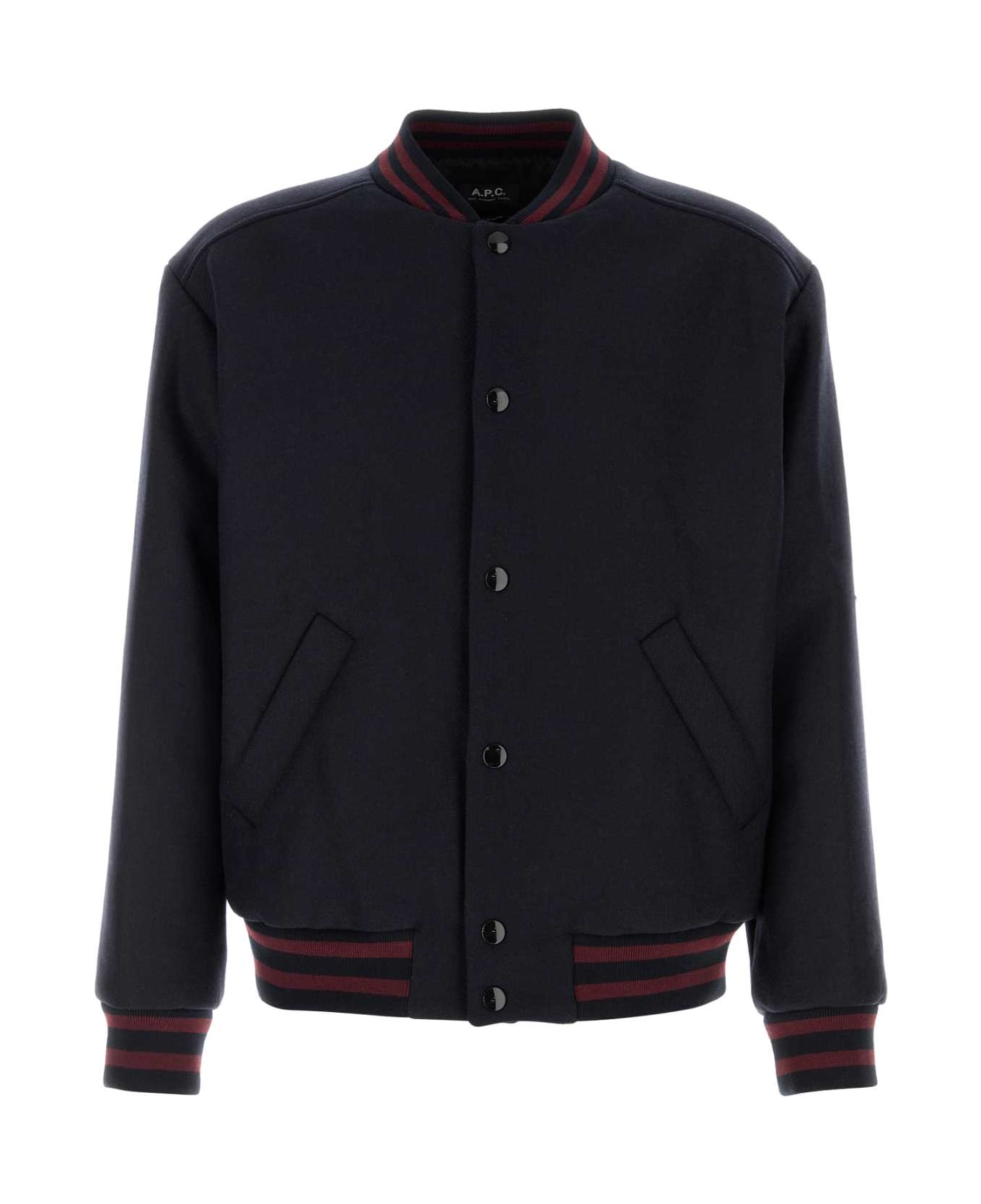 A.P.C. Midnight Blue Wool Blend Bomber Jacket - DARKNAVY