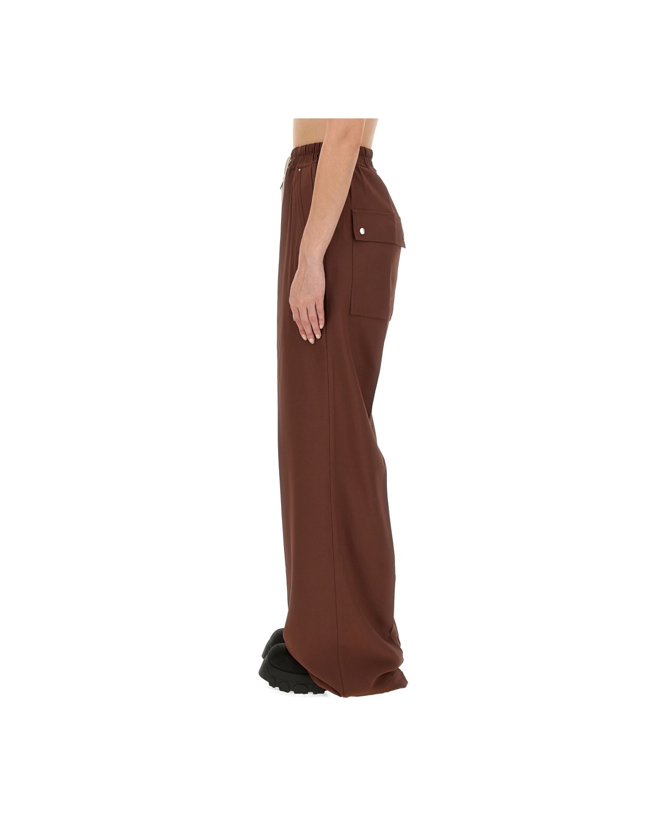 Rick Owens Wide Leg Pants - BROWN