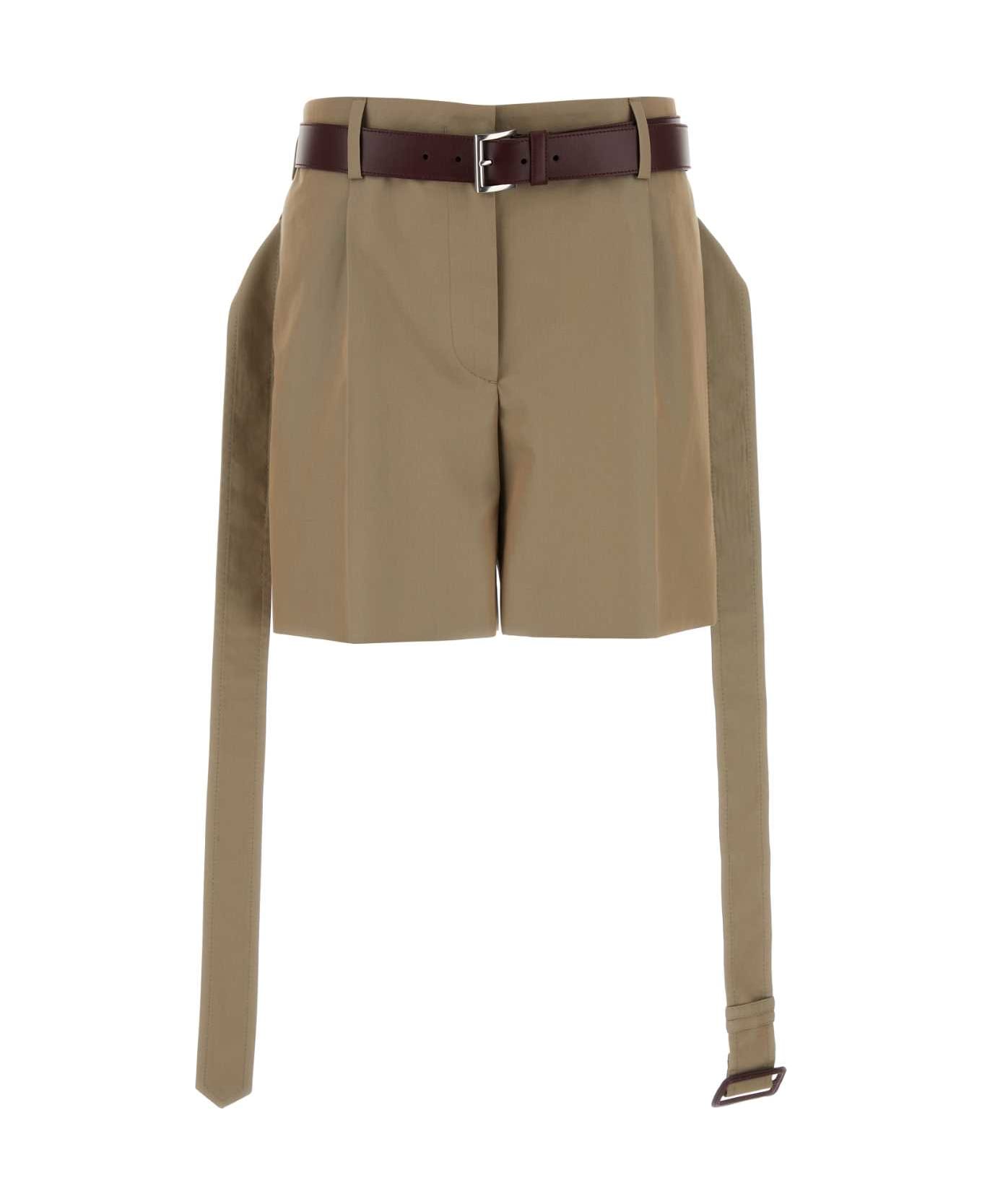 Prada Khaki Twill Shorts - MASTICE