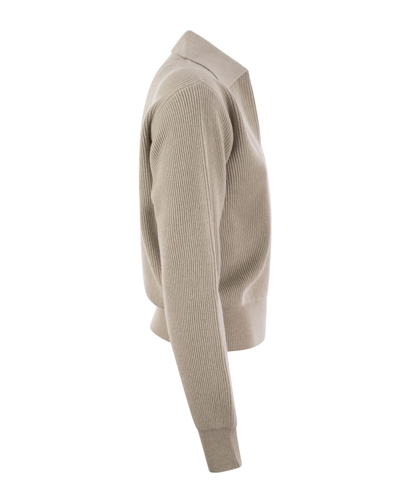 Fabiana Filippi Ribbed Knit With Polo Neck - NEUTRALS