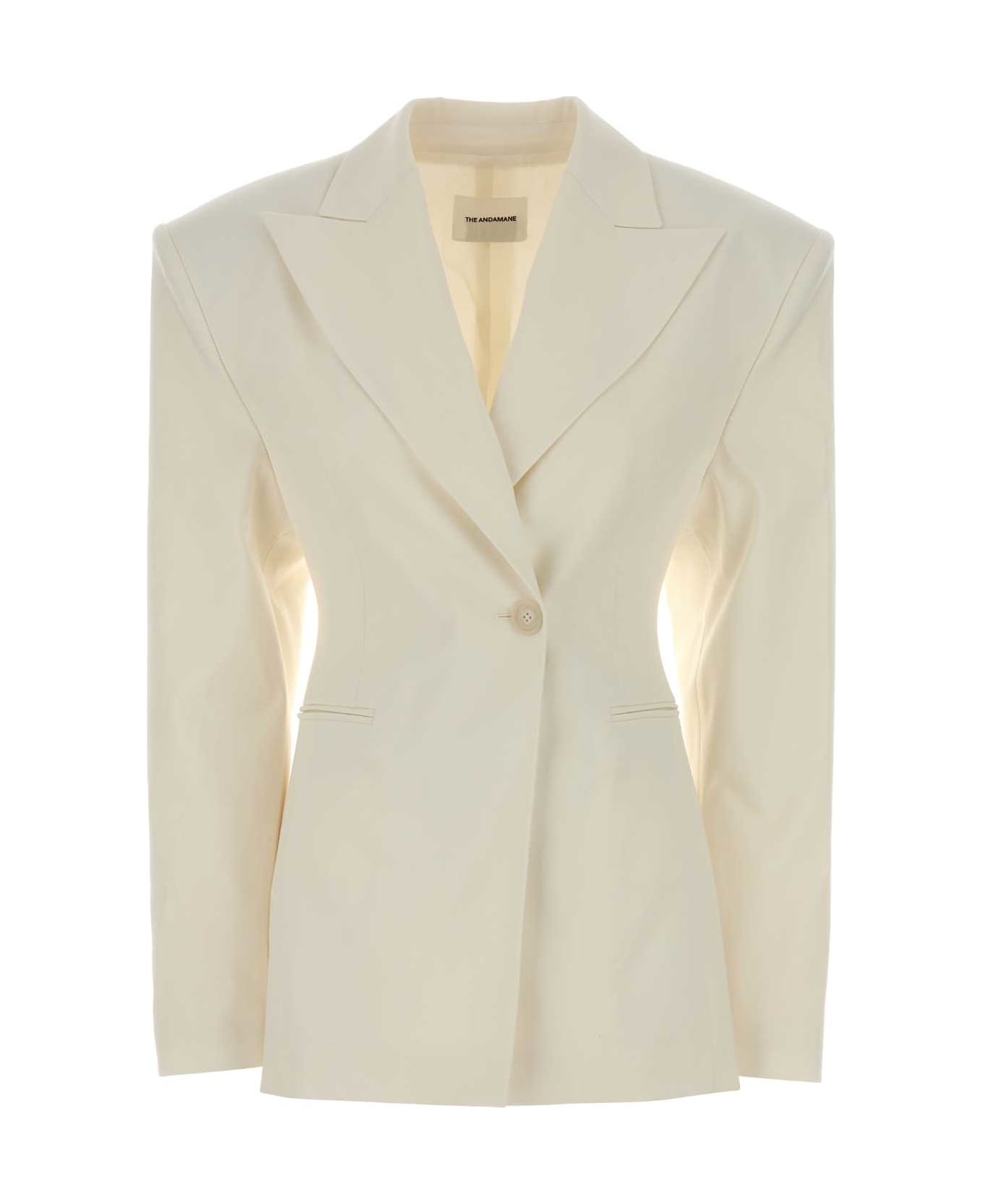 The Andamane White Stretch Polyester Blend Blazer - IVORY