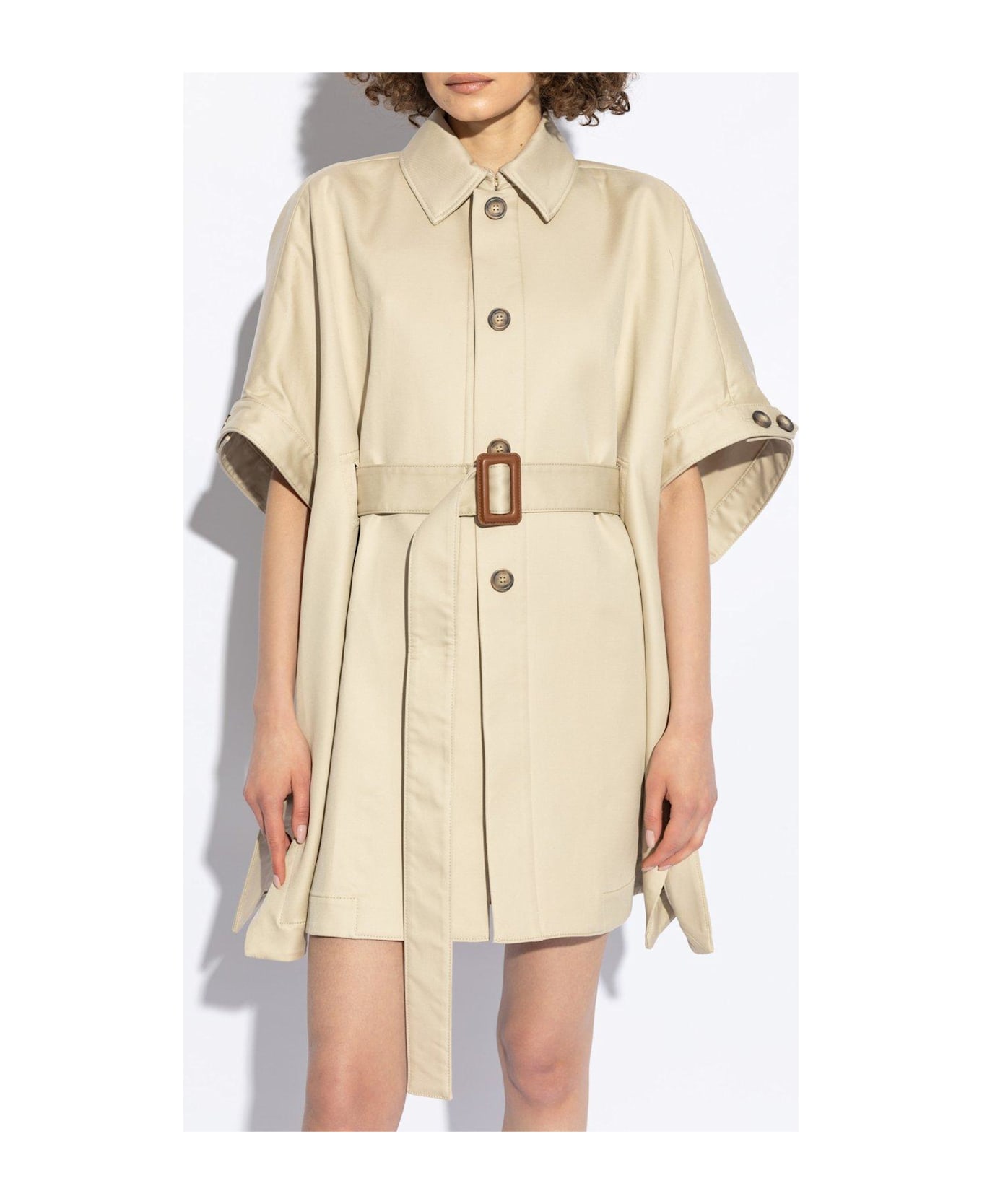 Max Mara Agape Belted Poncho - Beige