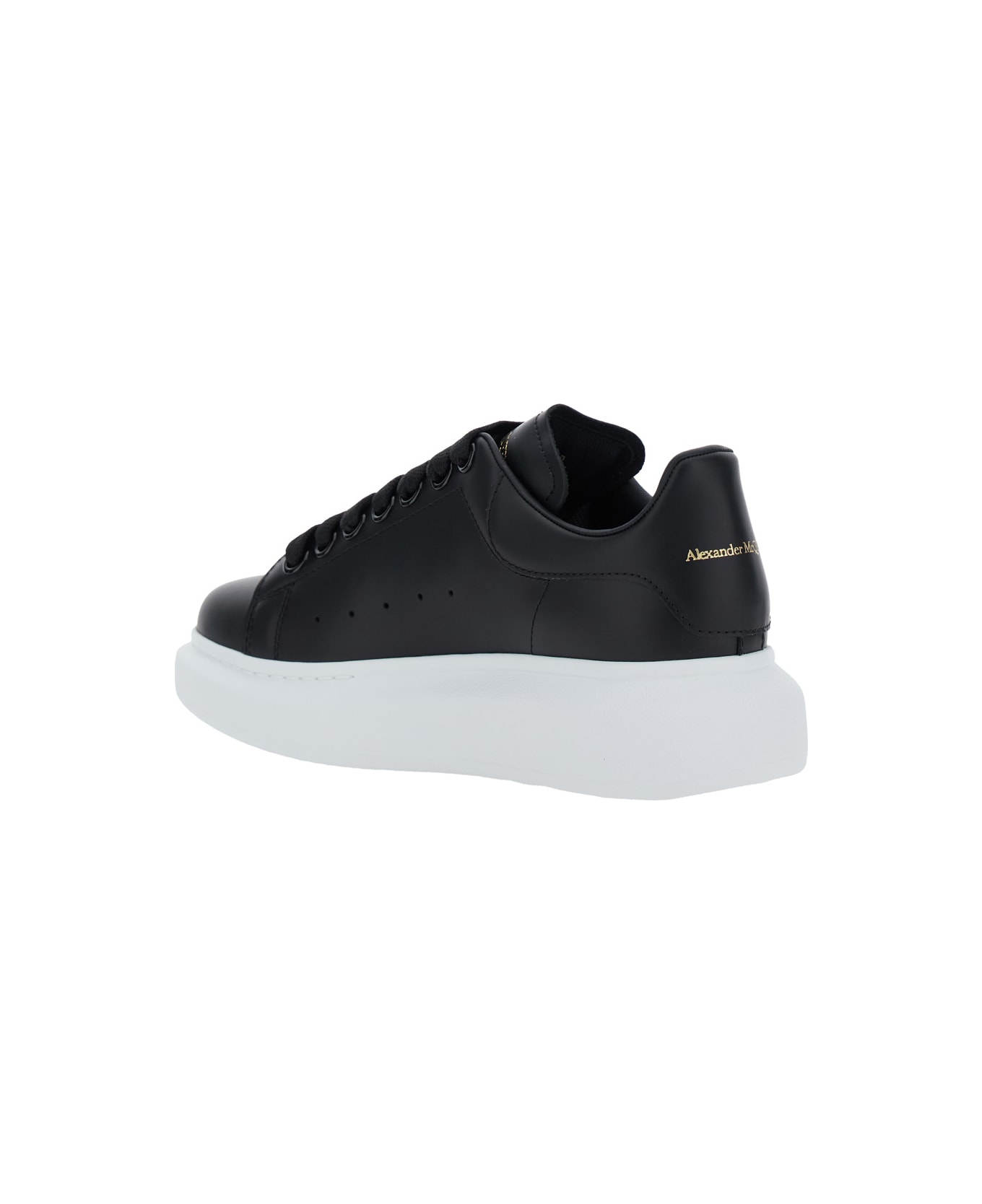 Alexander McQueen Black Low Top Sneakers With Logo Lettering On Tongue And Heel In Leather Woman - Black