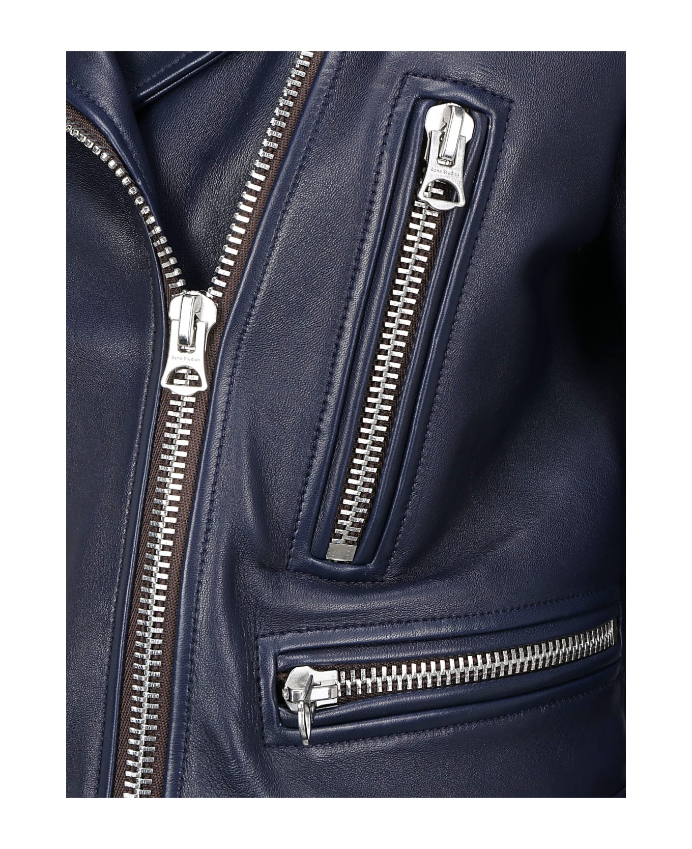 Acne Studios Leather Jacket - Ink blue