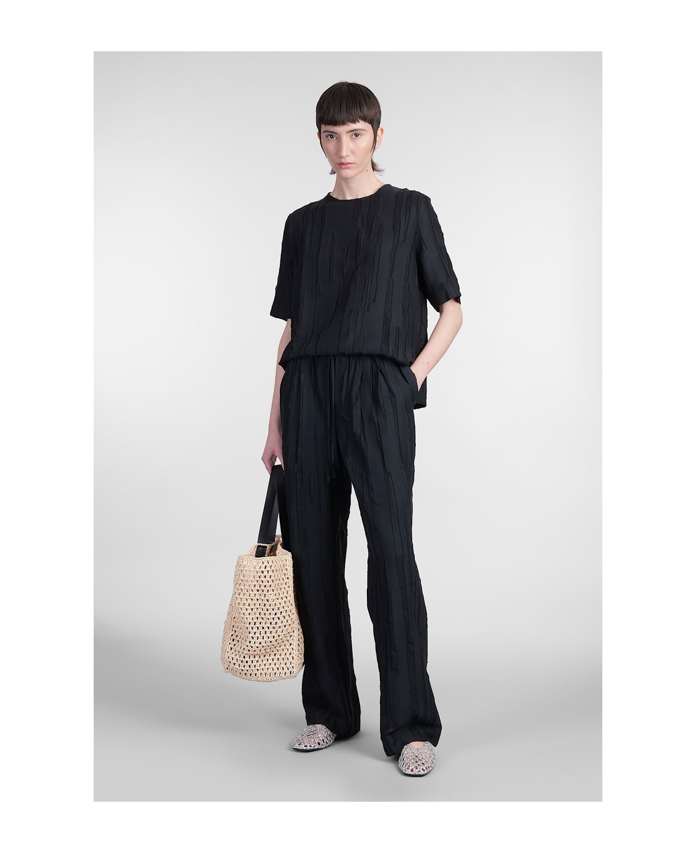 Loulou Studio Soler Pants In Black Silk - black