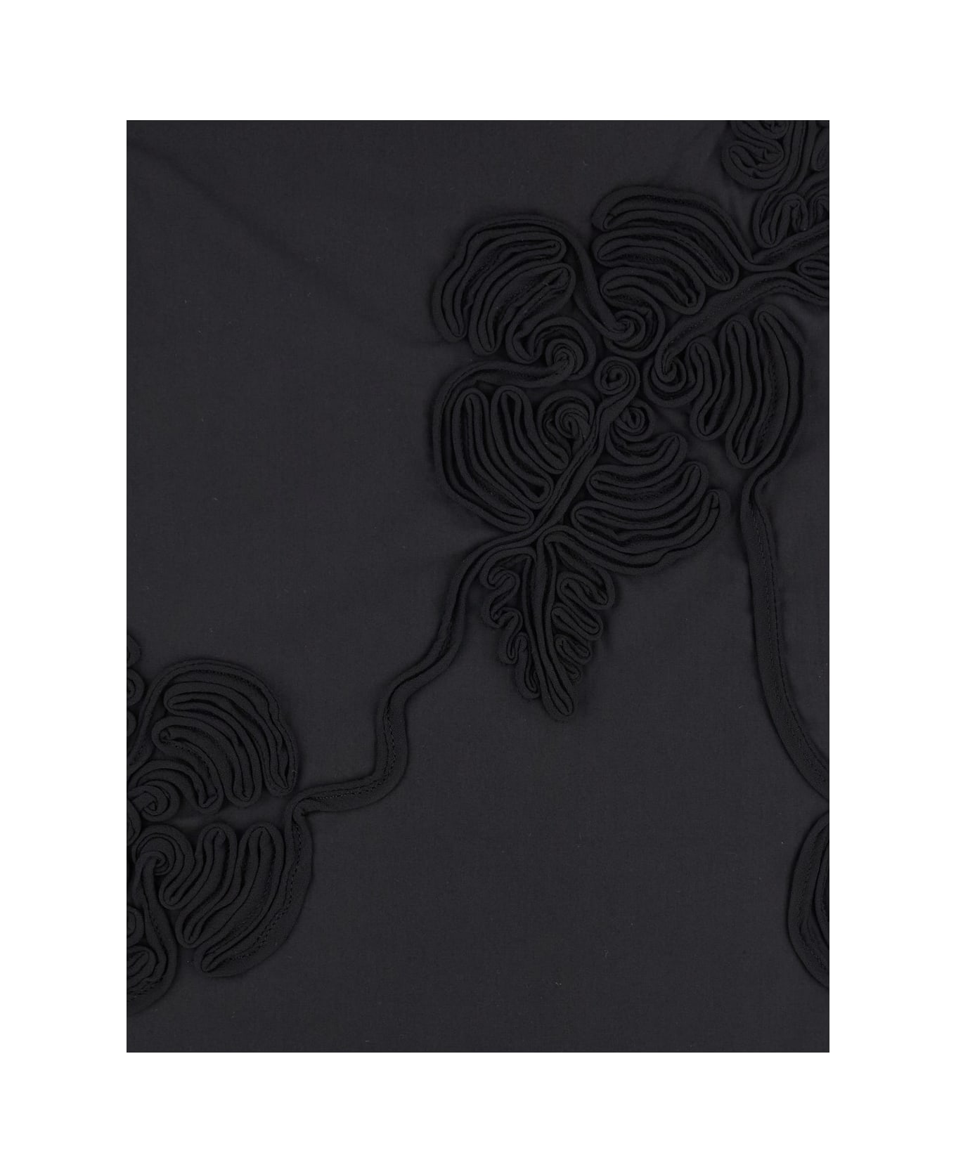 Rotate by Birger Christensen Black Mini Skirt With 3d Floral Details Applied All-over In Cotton Woman - Black