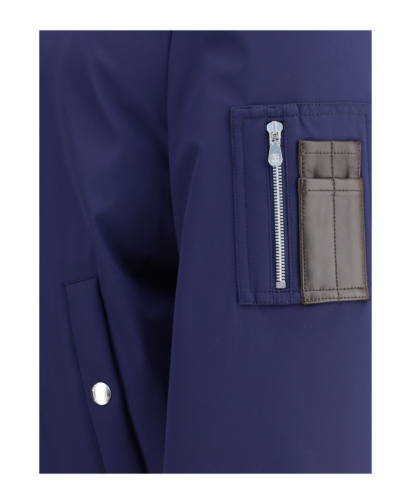 Brunello Cucinelli Nylon Down Jacket With A Shearling Collar