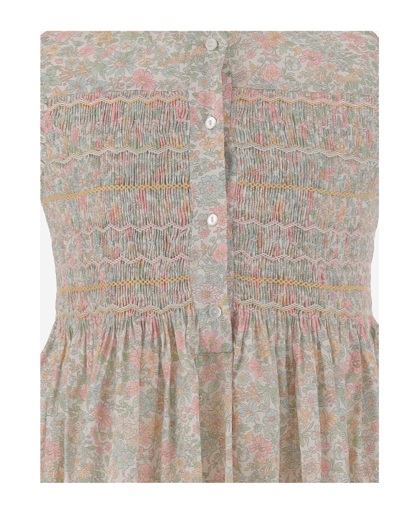 Bonpoint Cotton Dress With Floral Pattern - Red