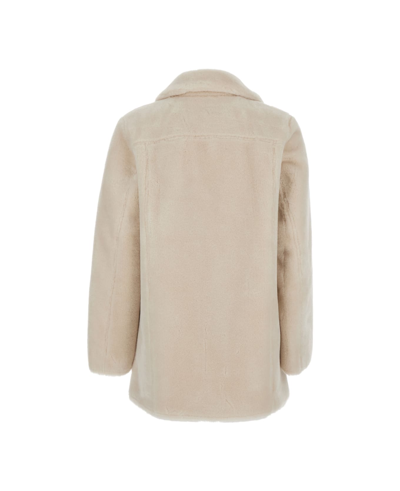 urbancode White Single-breasted Jacket With Classic Lapels In Faux Fur Woman - White