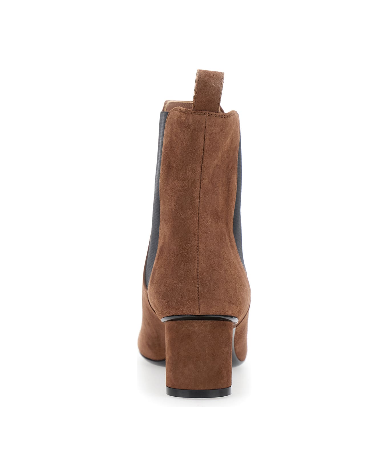 Pollini Brown Ankle Boots With Elastic Side Panel In Suede Woman - Brown