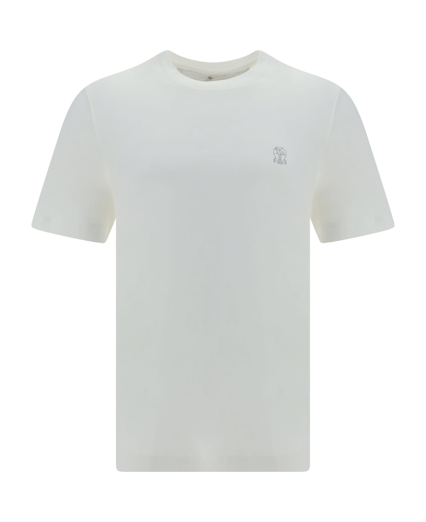 Brunello Cucinelli T-shirt With Logo - Off White+grigio