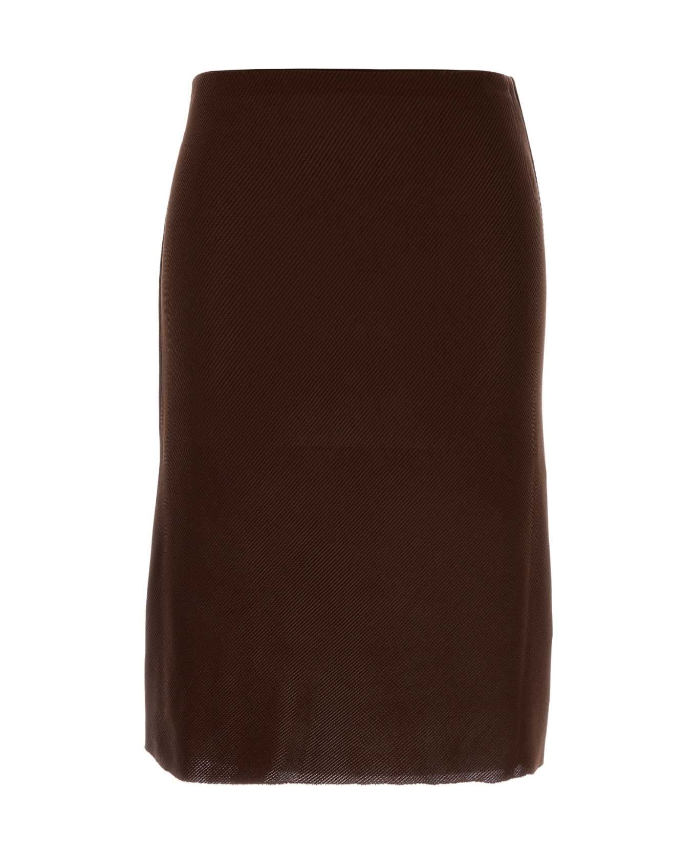 Miu Miu Brown Silk Skirt - CACAO