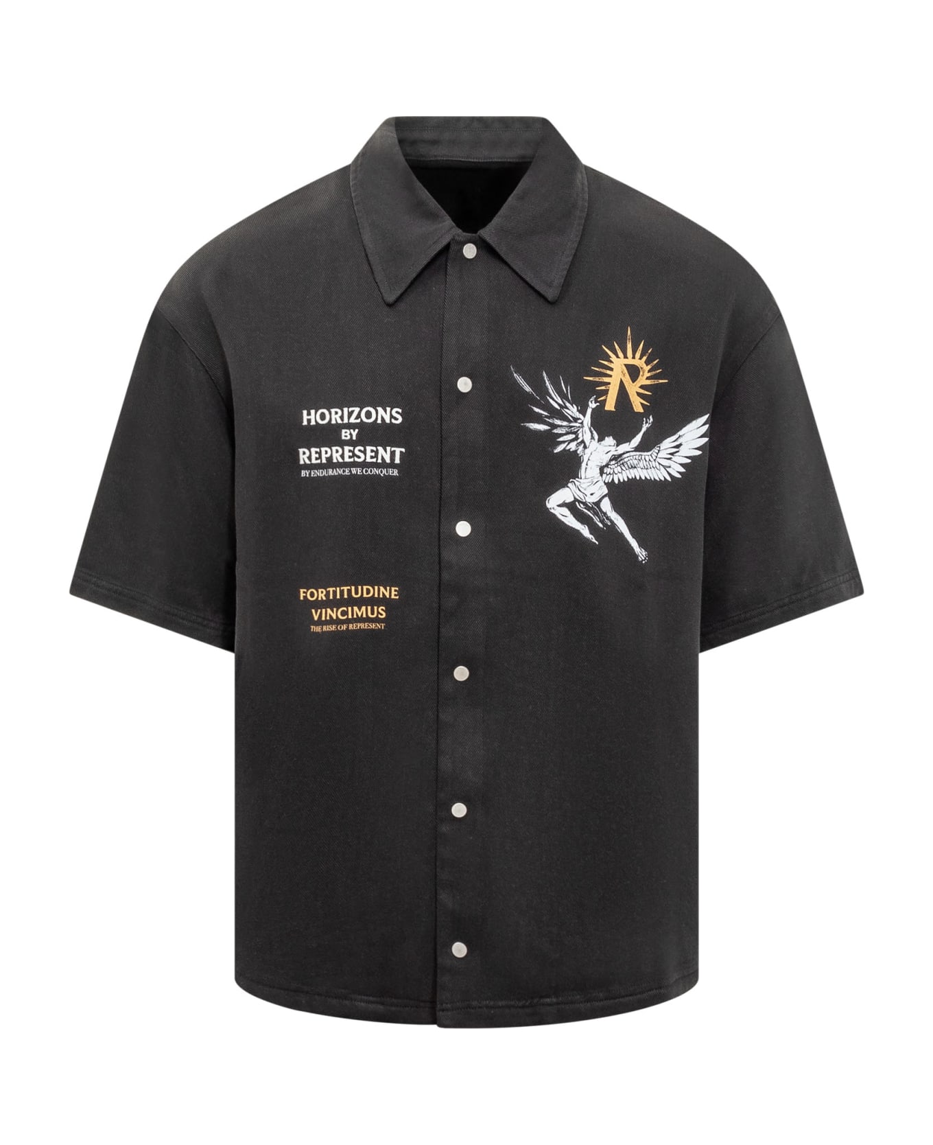 REPRESENT Shirt With Icarus Print - BLACK