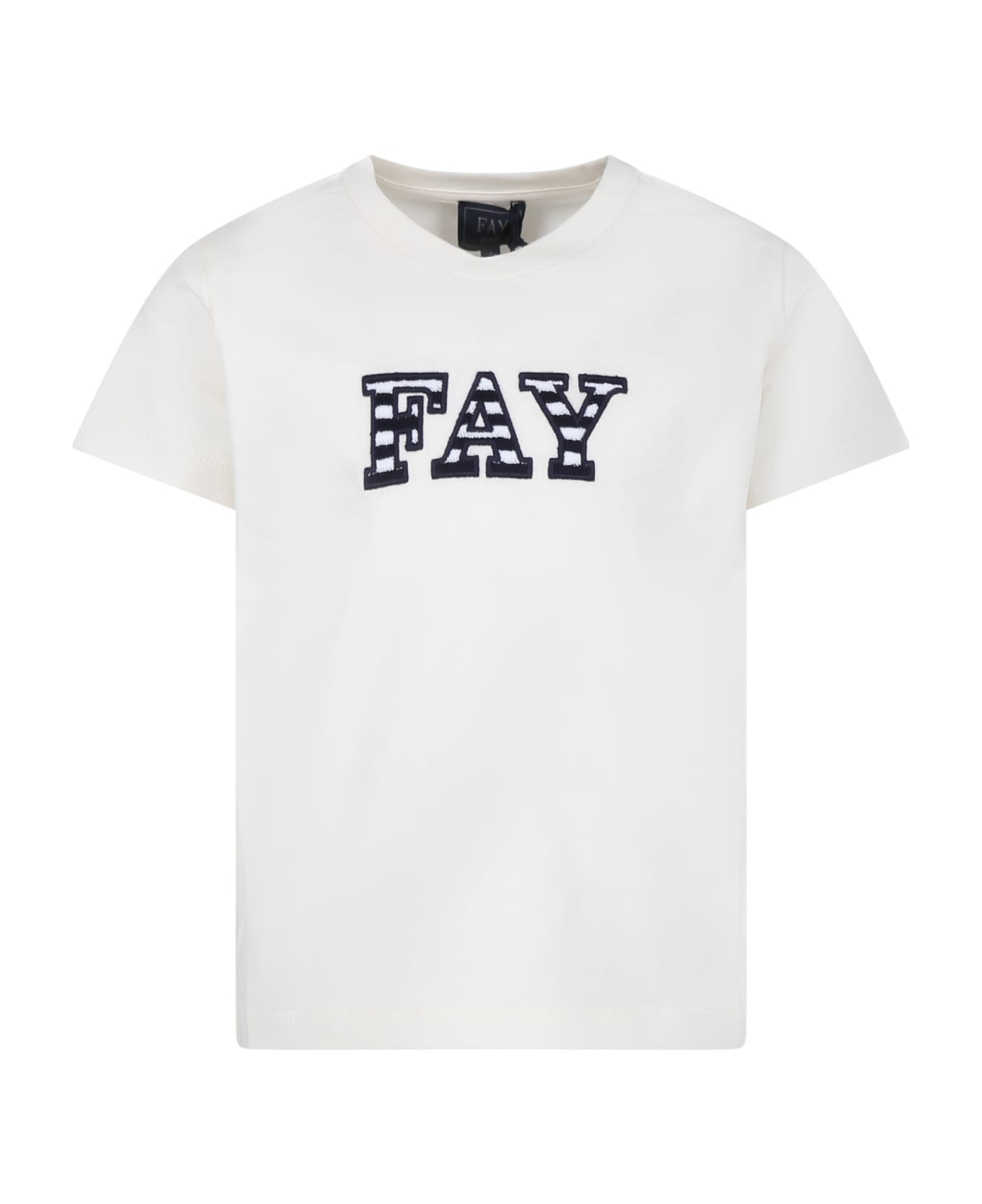 Fay Ivory T-shirt For Boy With Logo - Ivory Tシャツ＆ポロシャツ