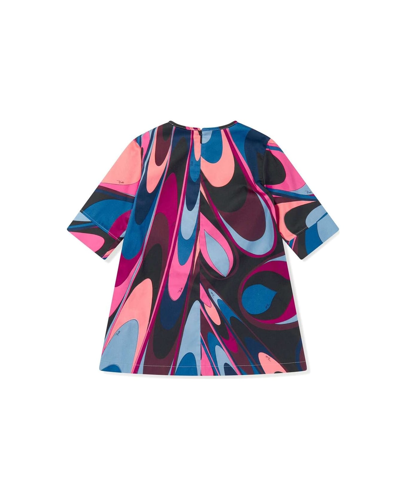 Pucci Long Sleeved Dress With Wave Print - MultiColour