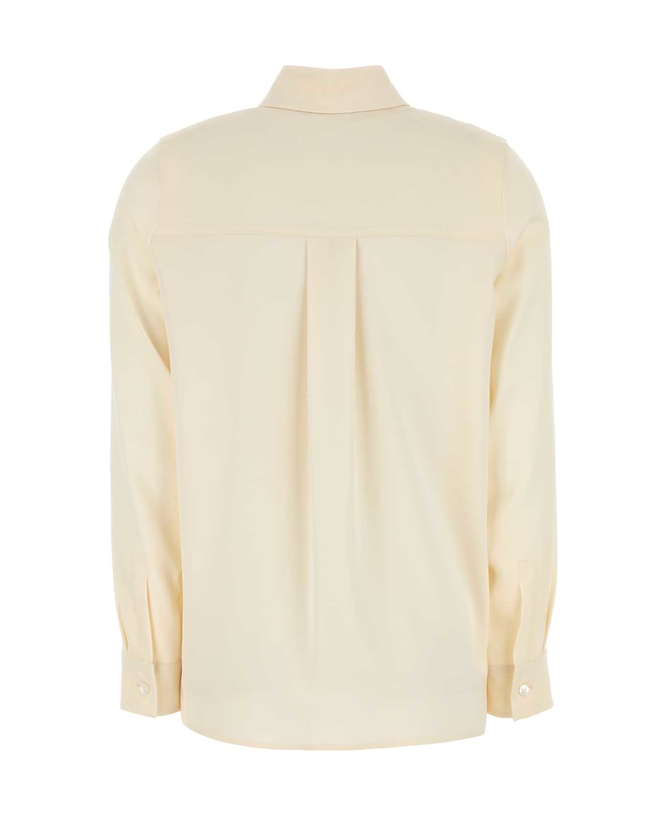 Max Mara Cream Stretch Silk Avion Shirt - BIANCO AVORIO
