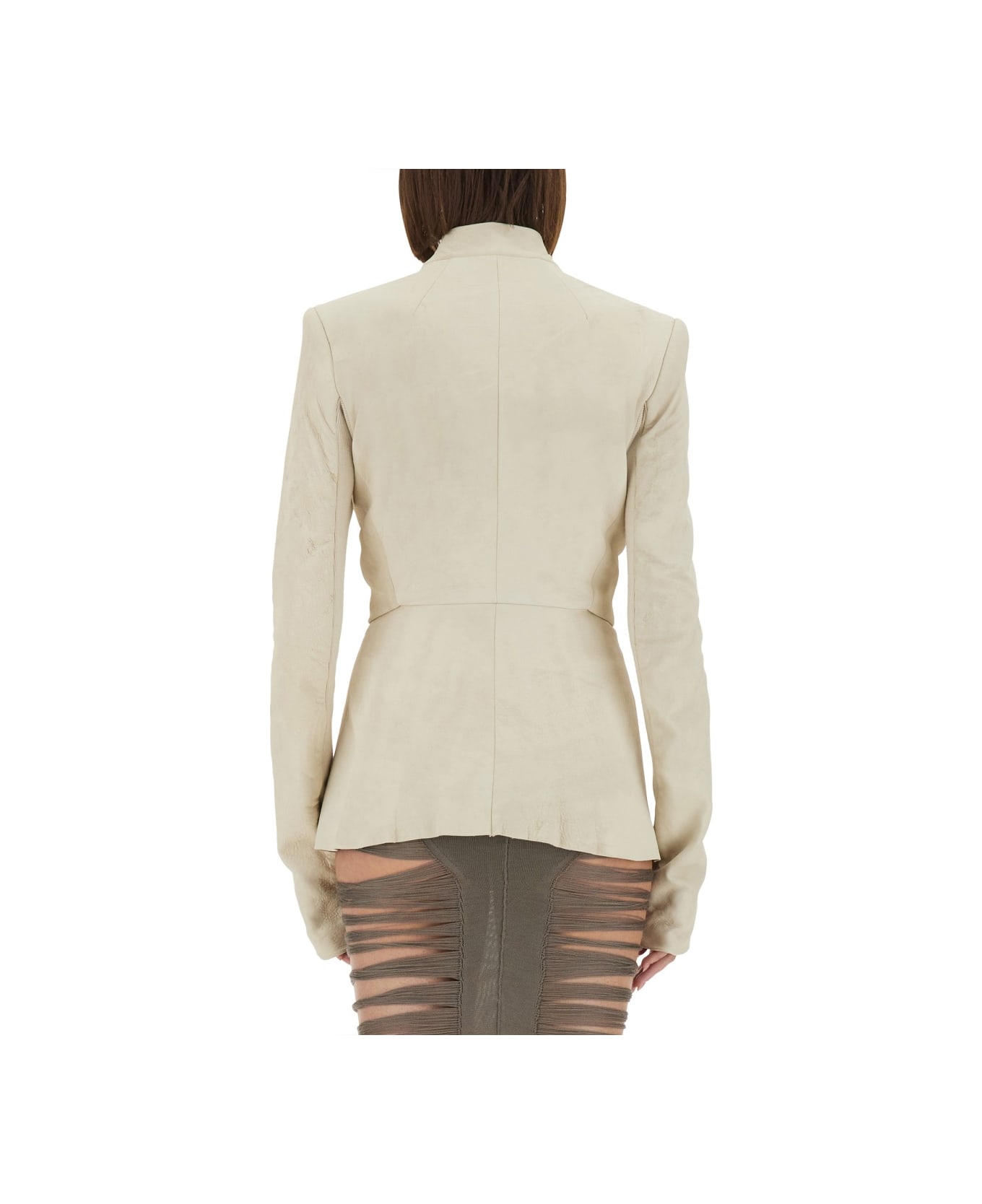 Rick Owens Structured Leather Jacket - IVORY