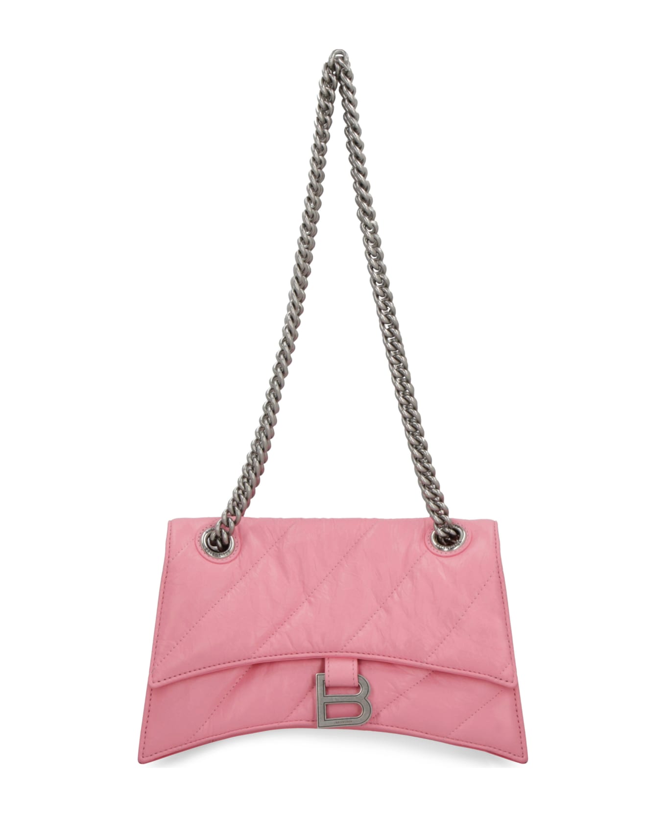 Balenciaga Crush Small Quilted Bag With Chain - Pink