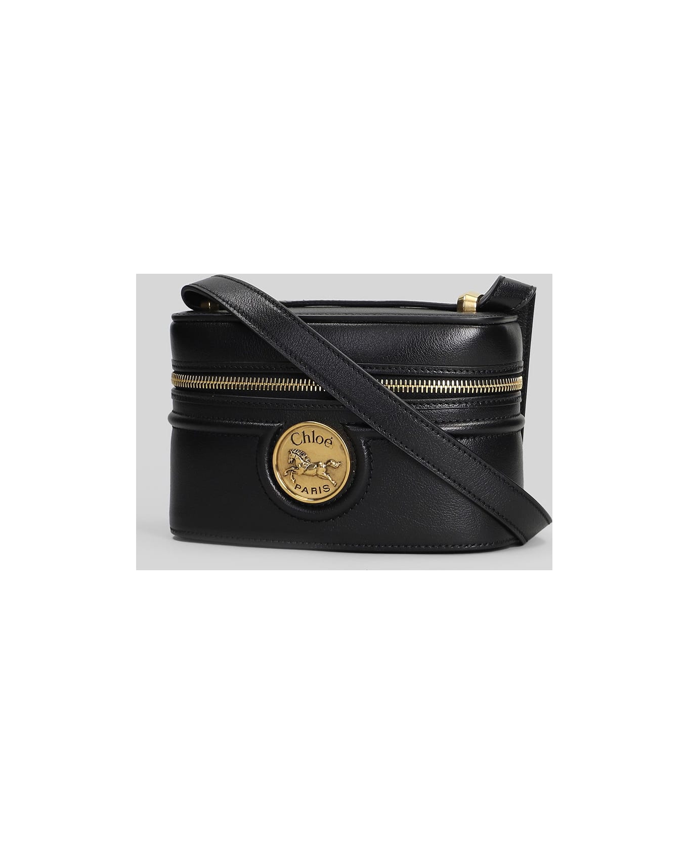 Chloé Horse Medal Shoulder Bag In Black Leather - black