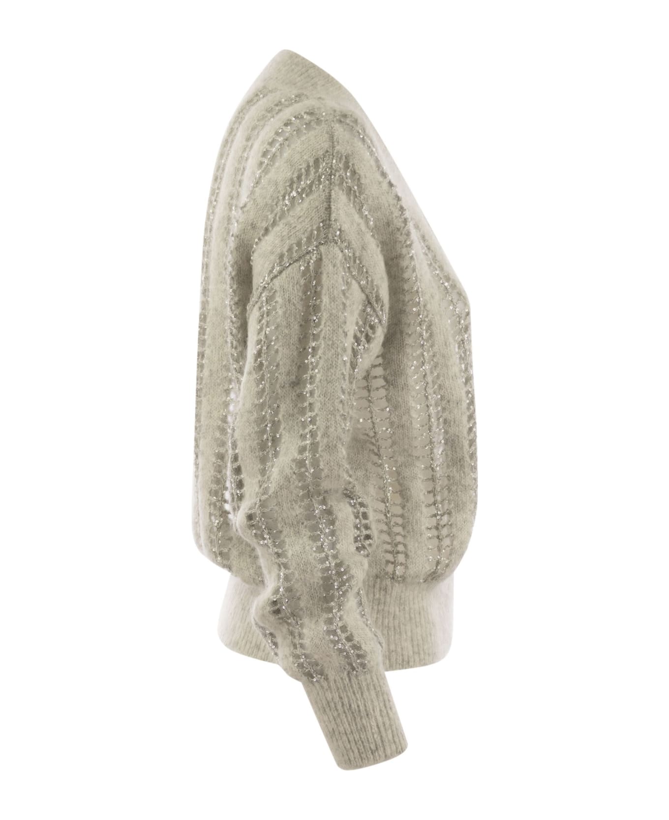 Brunello Cucinelli Wool And Mohair V-neck Sweater - Pearl