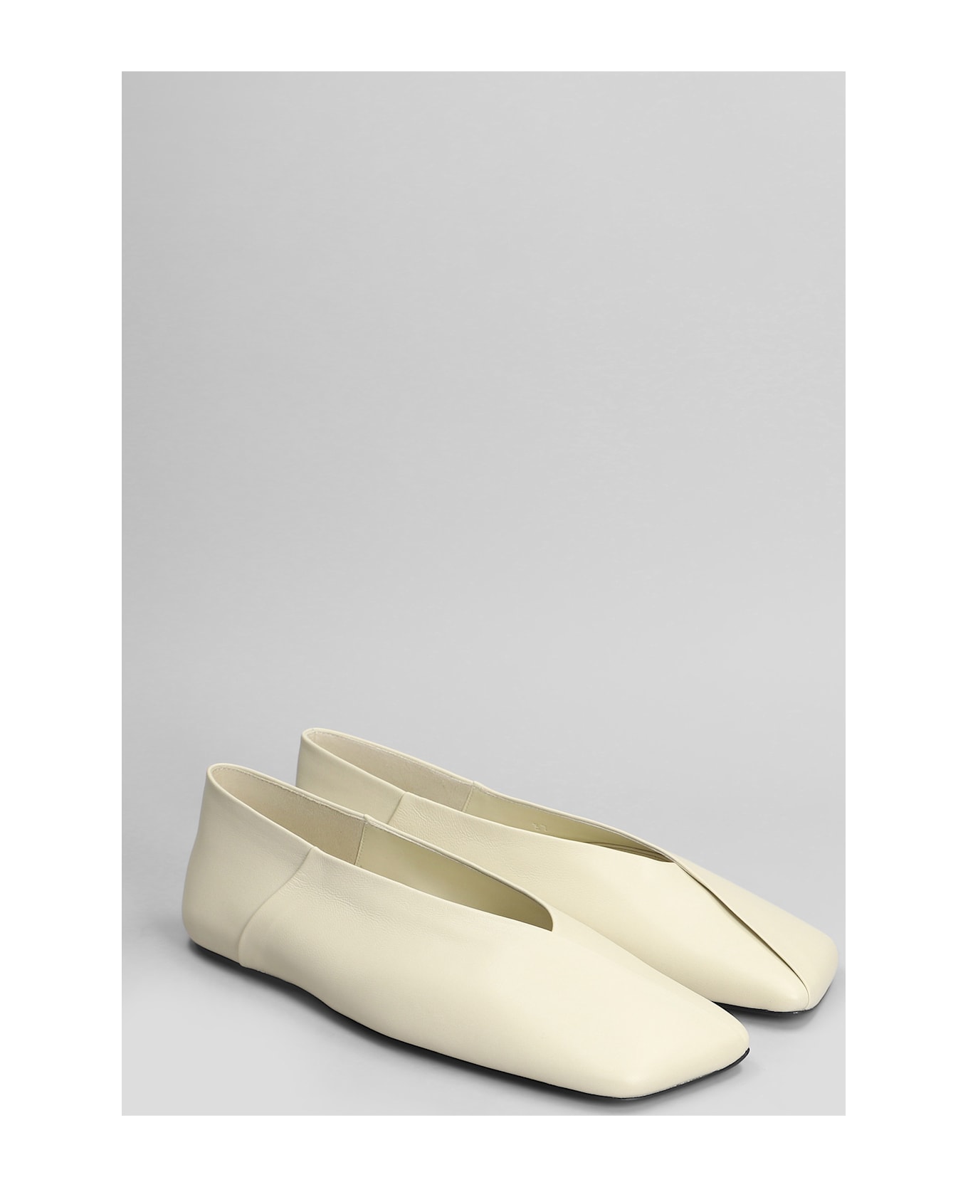 Jil Sander Ballet Flats In Beige Leather - beige