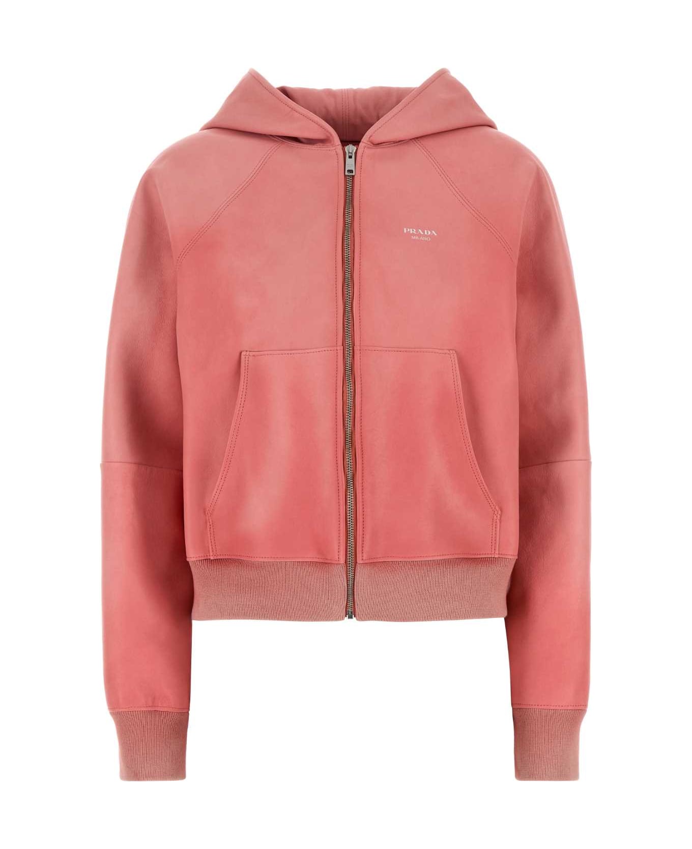 Prada Pink Nappa Leather Sweatshirt - GERANIO