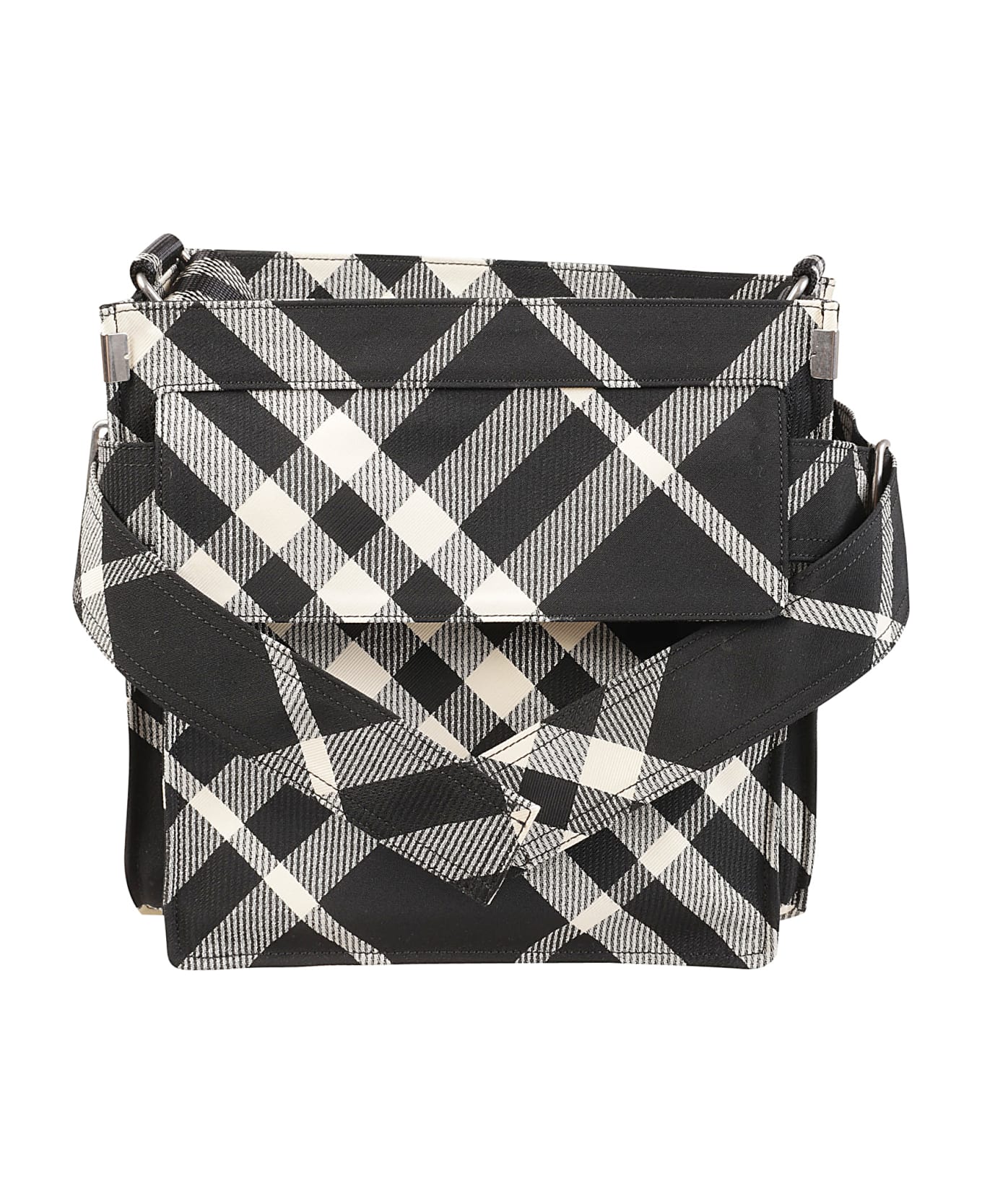 Burberry Check Ribbed Shoulder Bag - Black