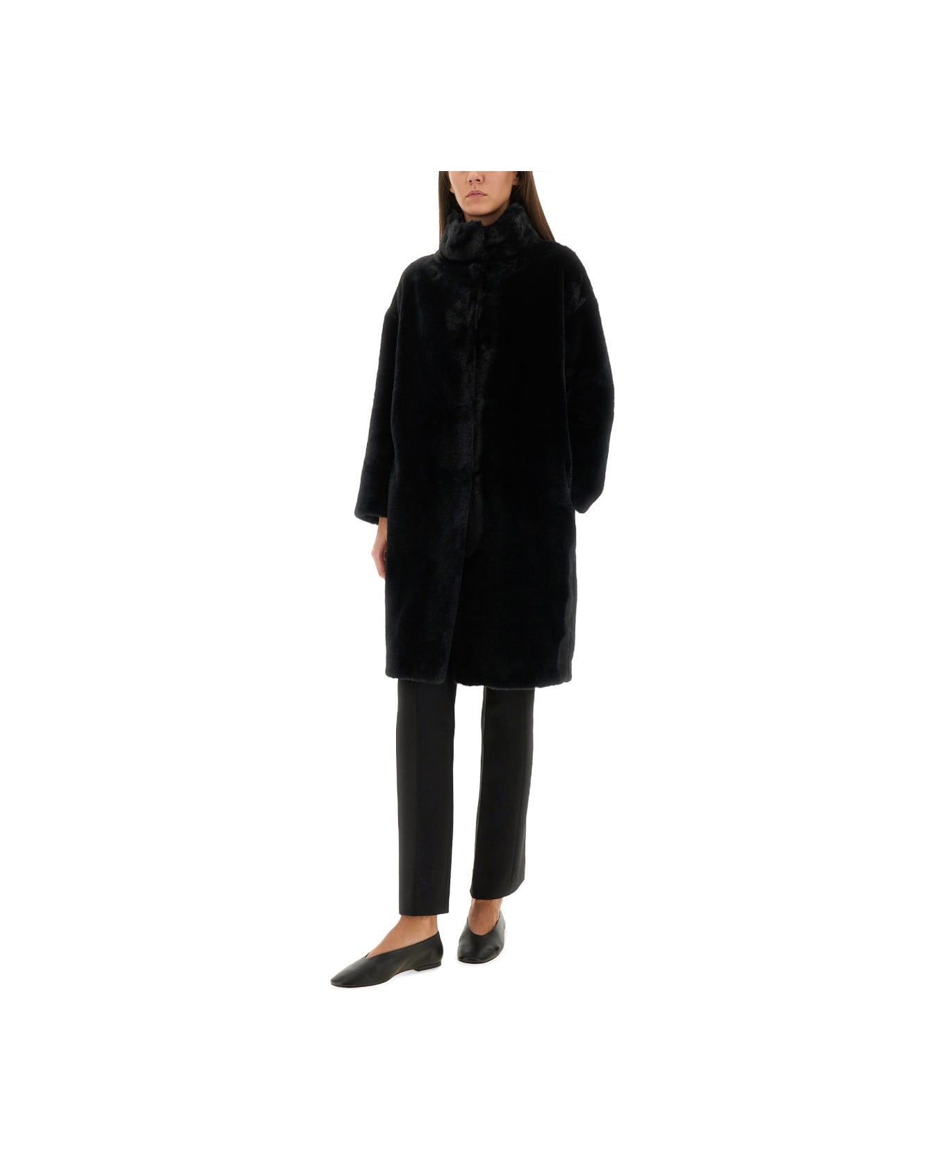 Herno Eco Fur Coat - BLACK