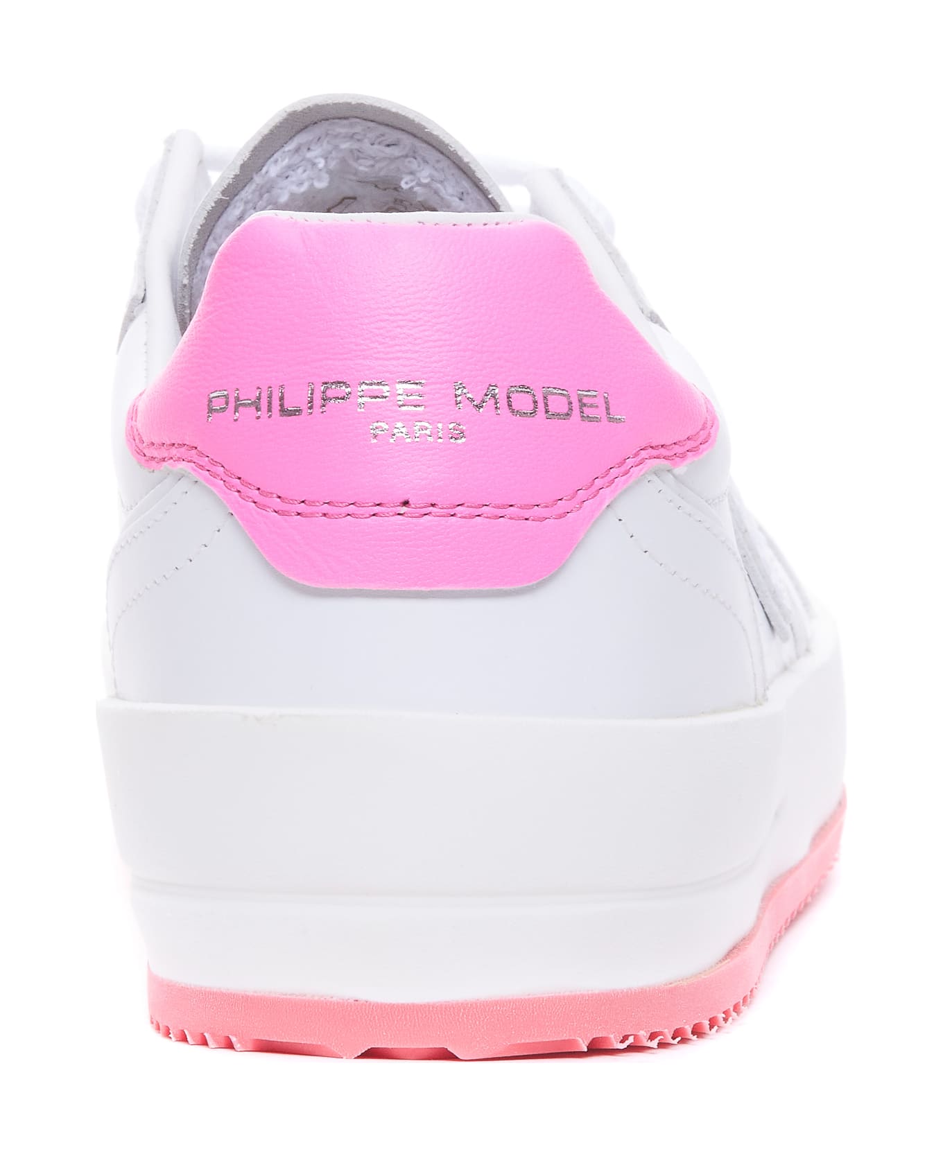 Philippe Model Nice Low Sneakers - Veau blanc/fucsia