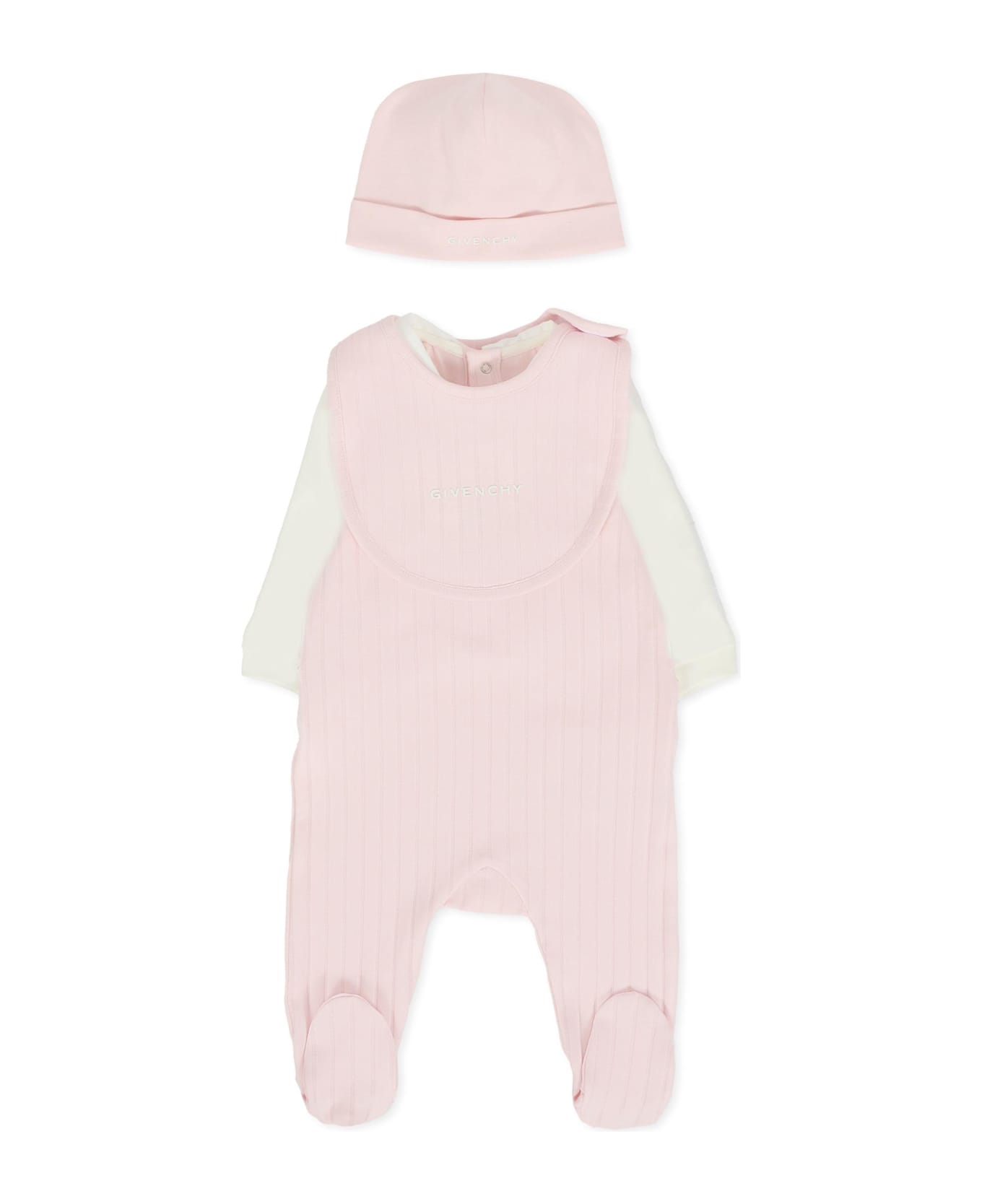 Givenchy Pink Babygrow Set For Baby Girl With Logo - Pink