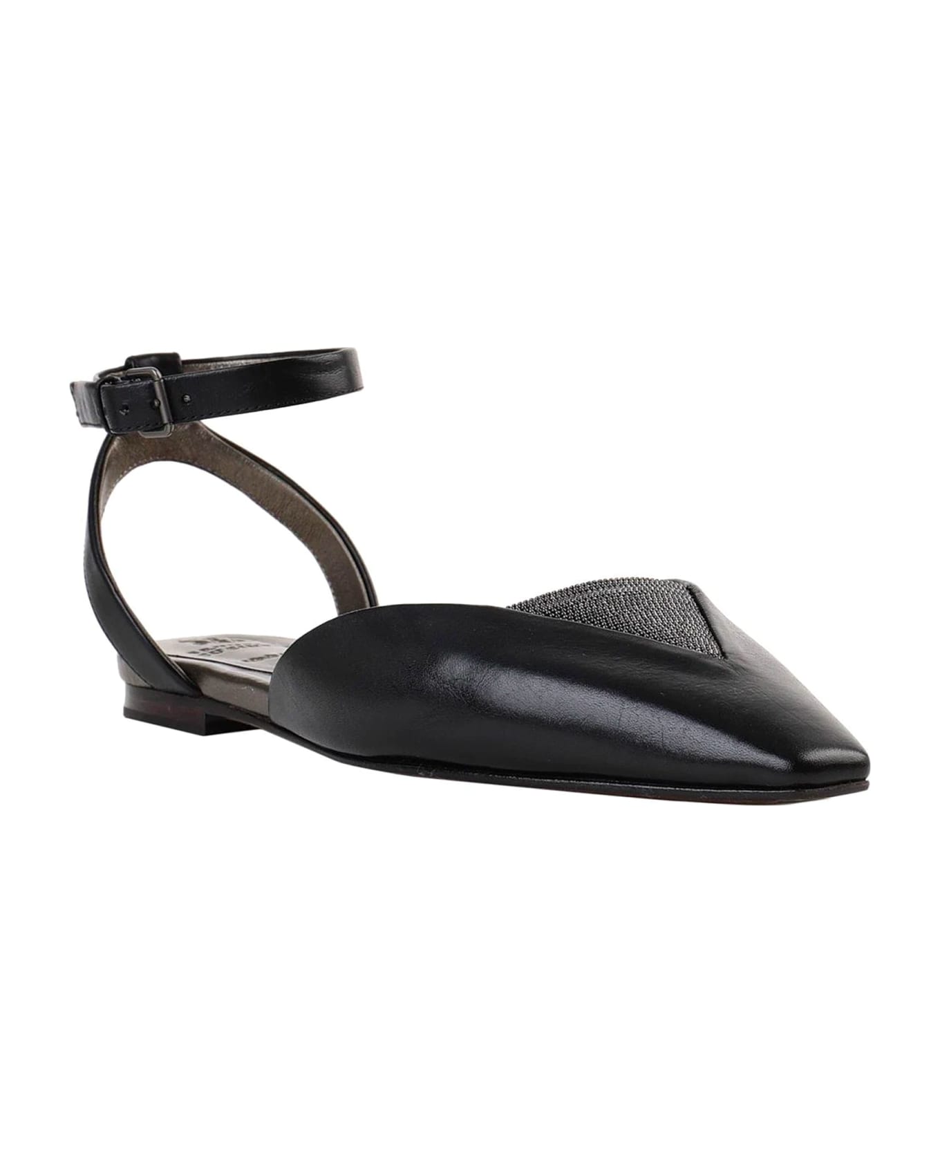 Brunello Cucinelli Flat Leather Sandals - Black