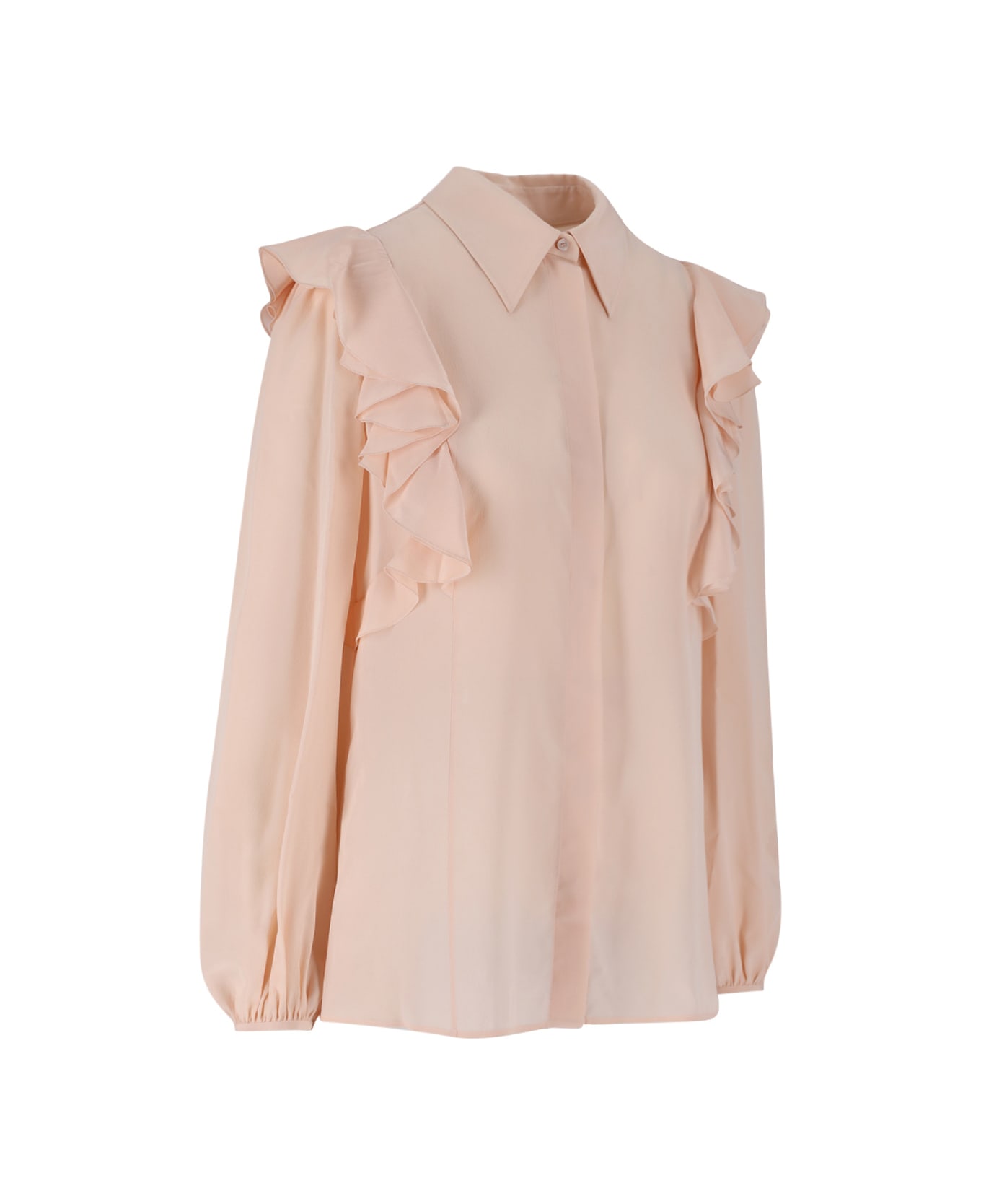 Chloé Ruffled Long-sleeved Shirt - Pink ブラウス