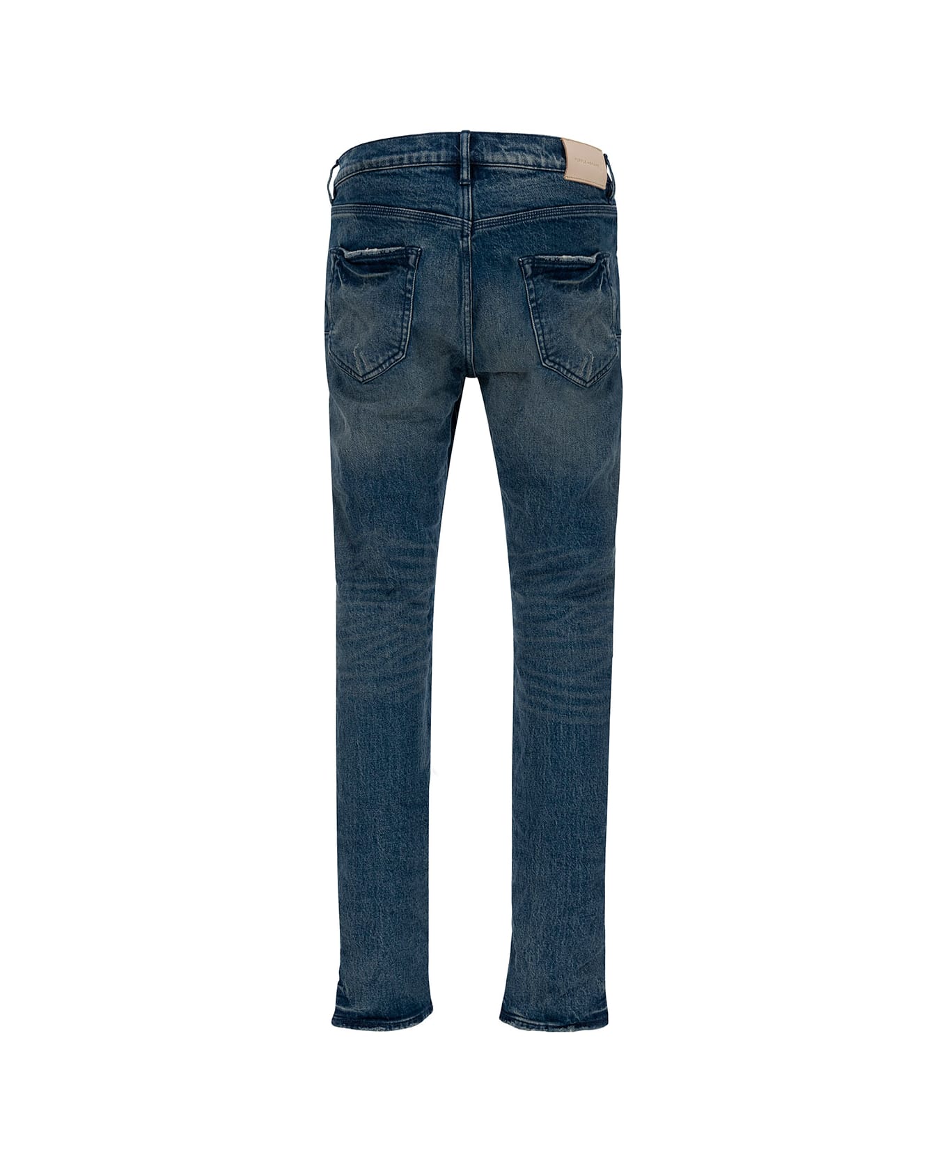 Purple Brand Blue Skinny Jeans With Rips In Stretch Cotton Denim Man - Blu デニム