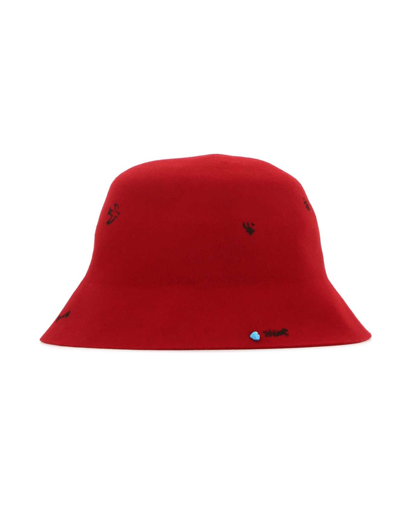 Super Duper Hats Red Felt Freya Bucket Hat - IBISCO