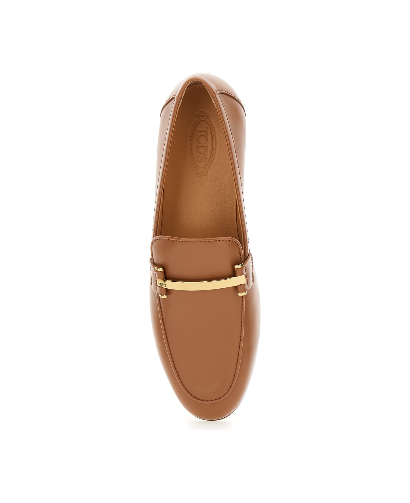 Tod's Brown Loafers With Logo Plaque In Leather Woman - BROWN