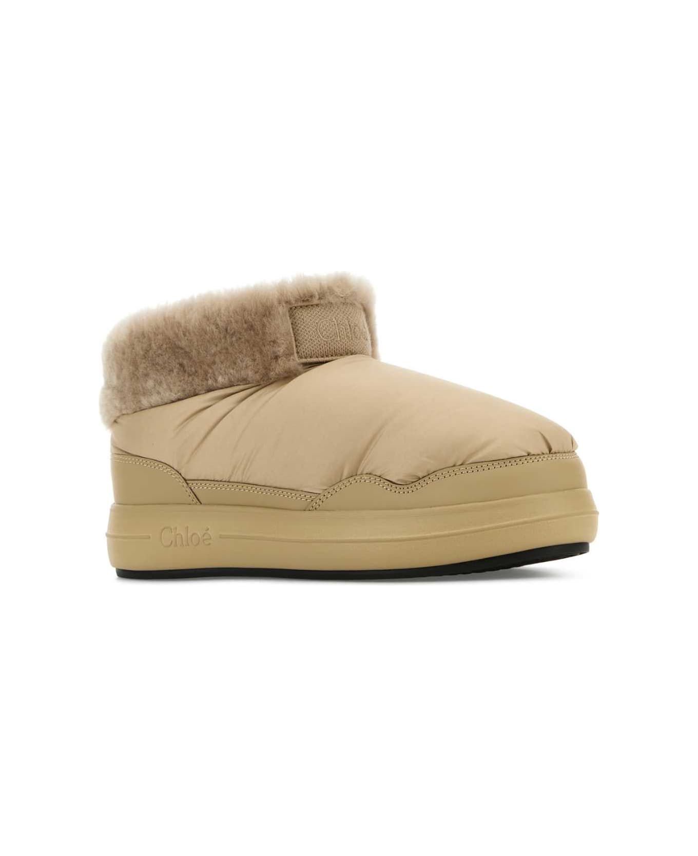 Chloé Beige Fabric Ankle Boots - DESERTICBROWN