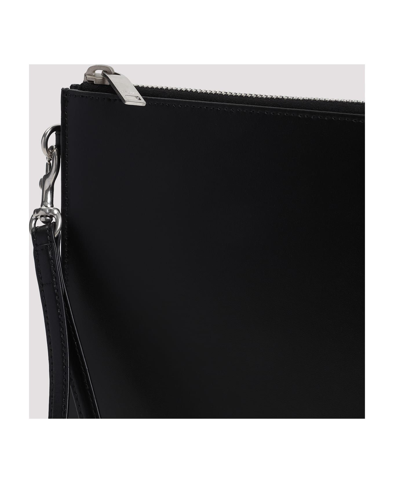 Saint Laurent Cassandre Tablet Holder In Shiny Leather With Zip - Nero