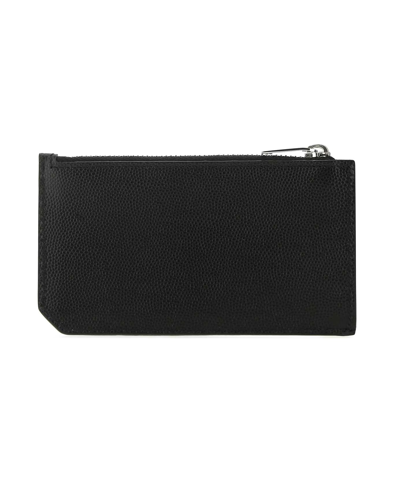 Saint Laurent Black Leather Card Holder - NERO